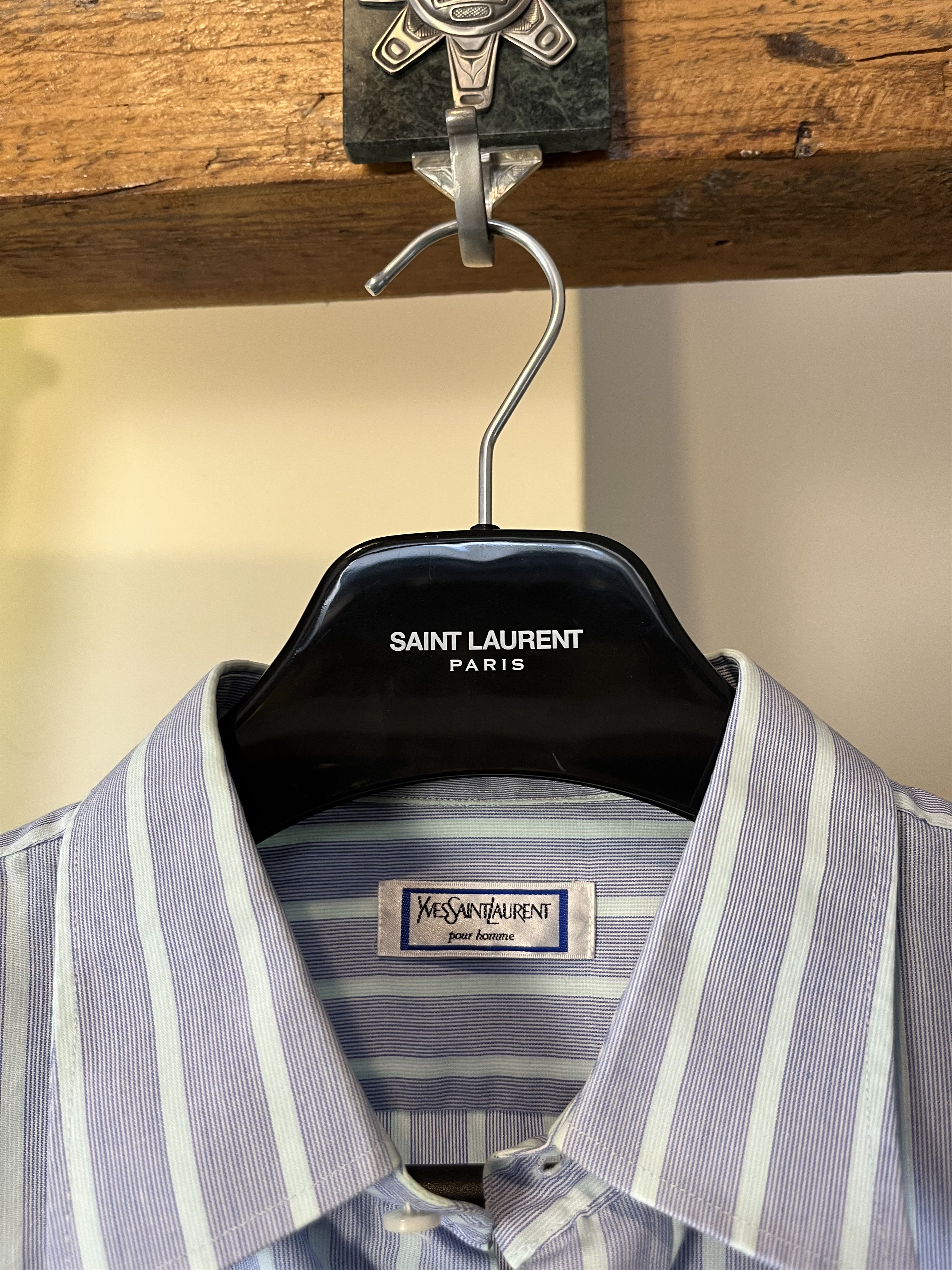Vintage × Yves Saint Laurent 80s Yves Saint Laurent YSL Pour Homme Vintage Shirt Size US XL / EU 56 / 4 - 4 Thumbnail
