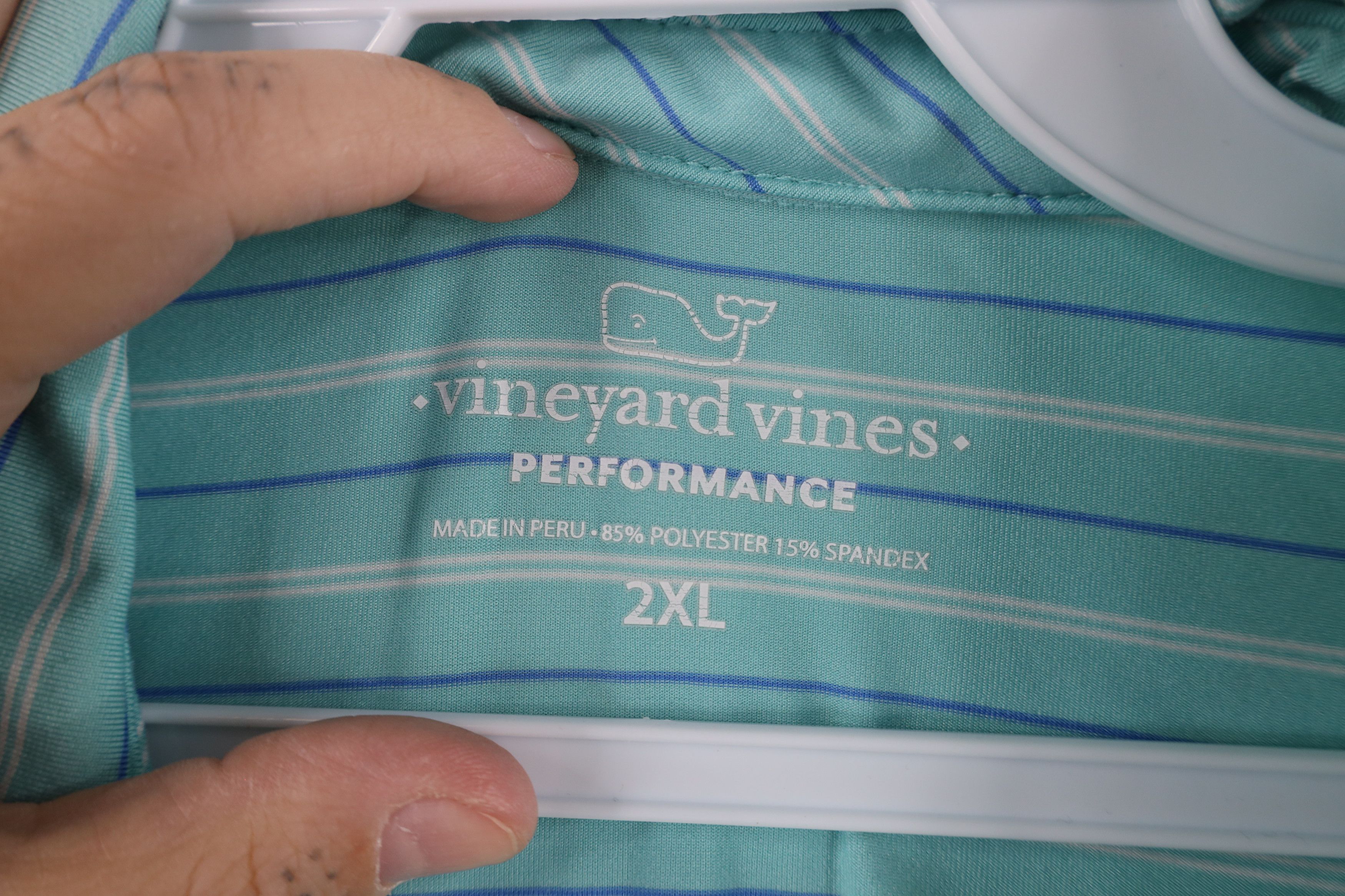 Vineyard Vines × Vintage Vineyard Vines Logo Performance Knit Striped Golf Polo Shirt Size US XXL / EU 58 / 5 - 5 Thumbnail