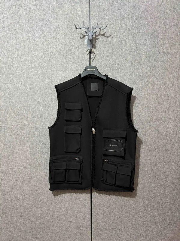 Givenchy Givenchy Black Wool Logo Embroidered Vest 0089 Size US M / EU 48-50 / 2 - 1 Thumbnail