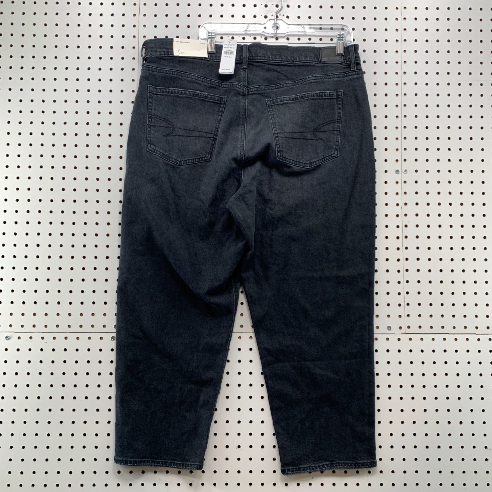 VINTAGE American Eagle Boyfriend Black Jeans 90s Womens 18 Stretch High Rise 38x25