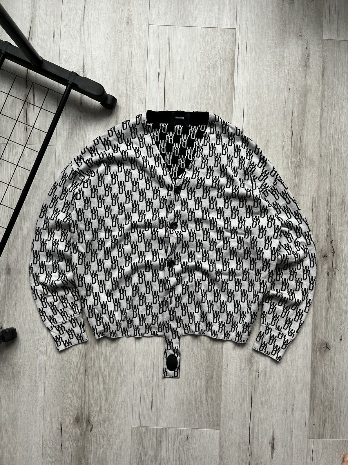Japanese Brand × WE11DONE We11done Reversible Monogram Logo Wool Knit Jaquard Cardigan Size US S / EU 44-46 / 1 - 1 Thumbnail
