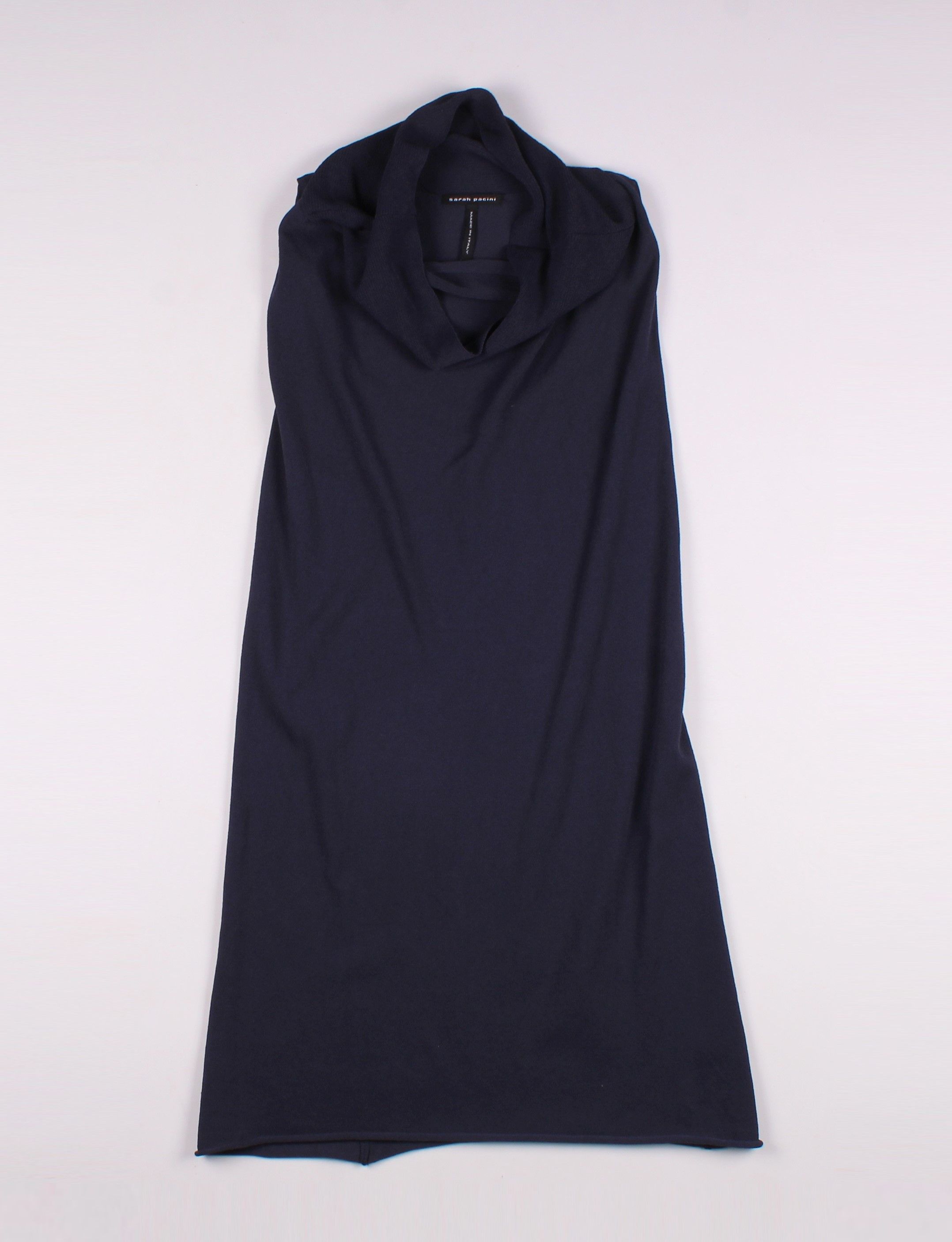 Sarah Pacini Sarah Pacini Draped Shift Navy Dress Size S / US 4 / IT 40 - 4 Thumbnail