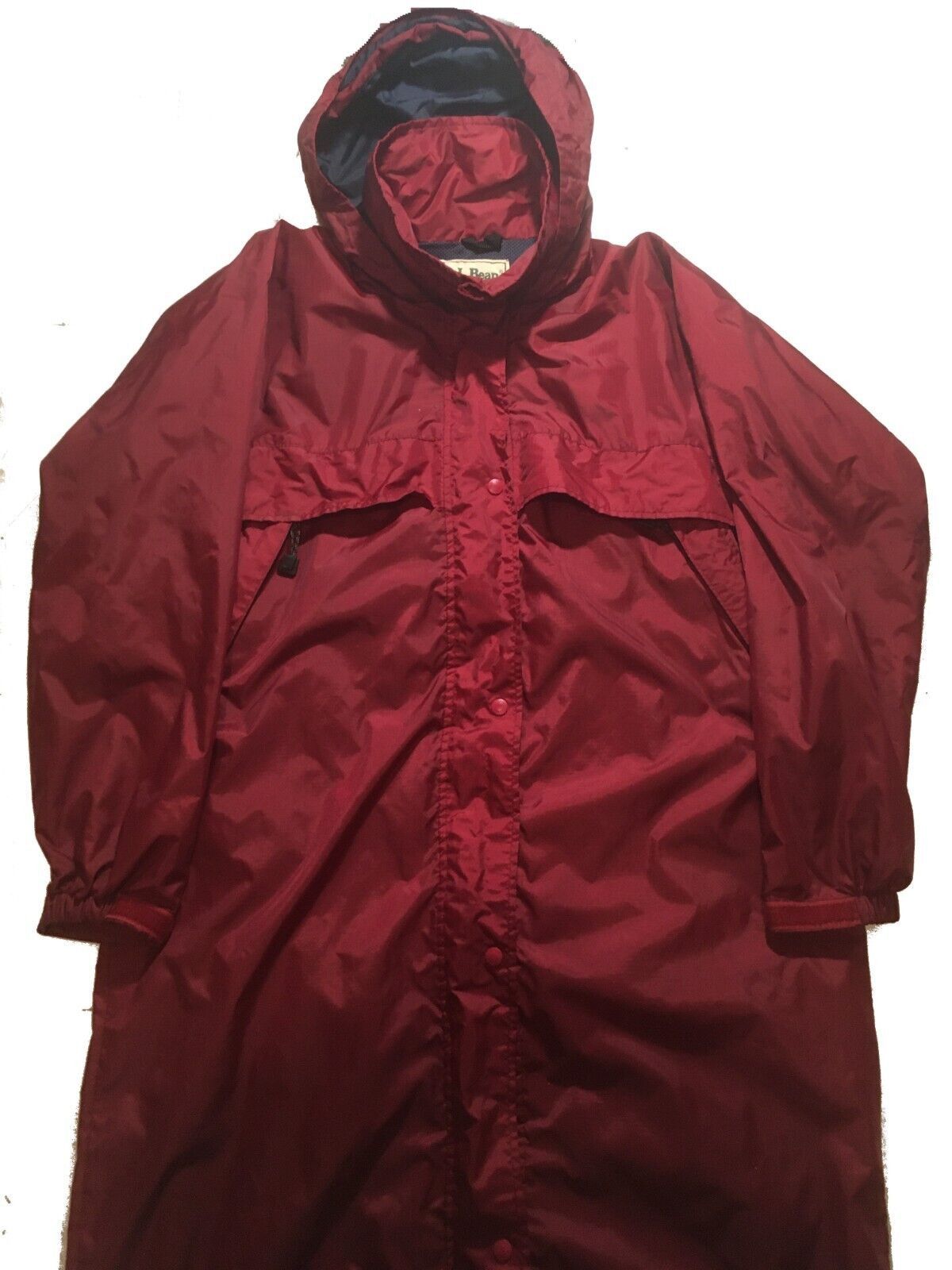 Medium Dark Maroon Red Vintage 1980s / 1990s Long Raincoat