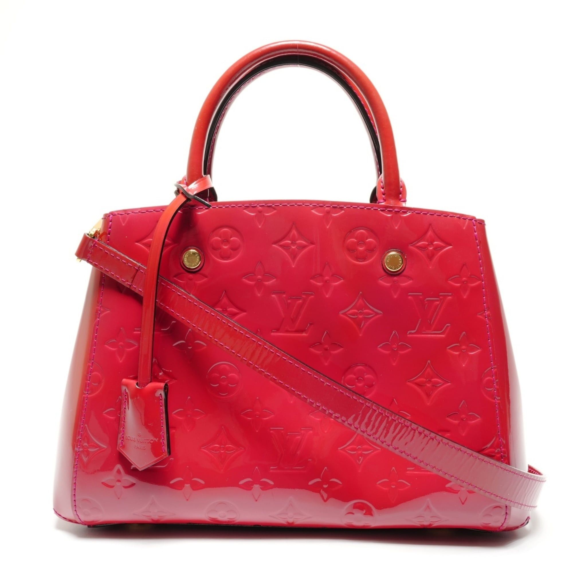 Louis Vuitton Louis Vuitton 2015 Vernis Montaigne BB Handbag, Red, WS27270 Size ONE SIZE - 1 Thumbnail