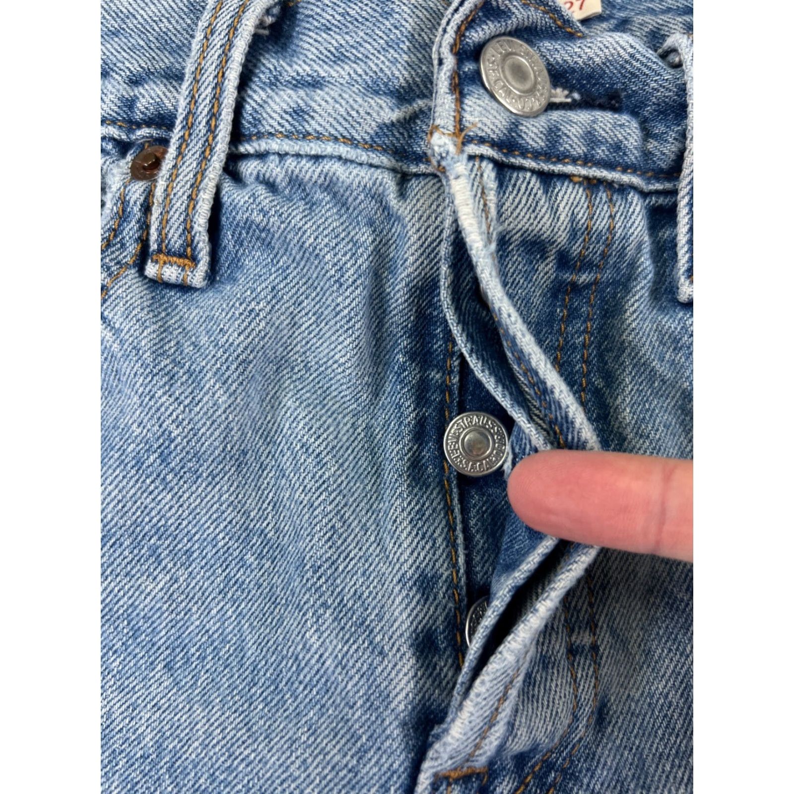 Levi's Levi's Premium Jeans Women's 27 Blue Denim Wedgie Straight 25x25 Jeans 5-Pocket Distressed Stretch Regular Blue 90s Theme Mens? Size 27" / US 4 / IT 40 - 5 Thumbnail