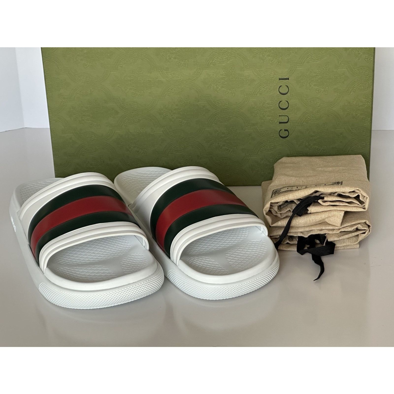 Gucci Gucci Men’s Rubber White/Green/Red Sandals 11.5 US 780286 Size US 11.5 / EU 44-45 - 15 Thumbnail