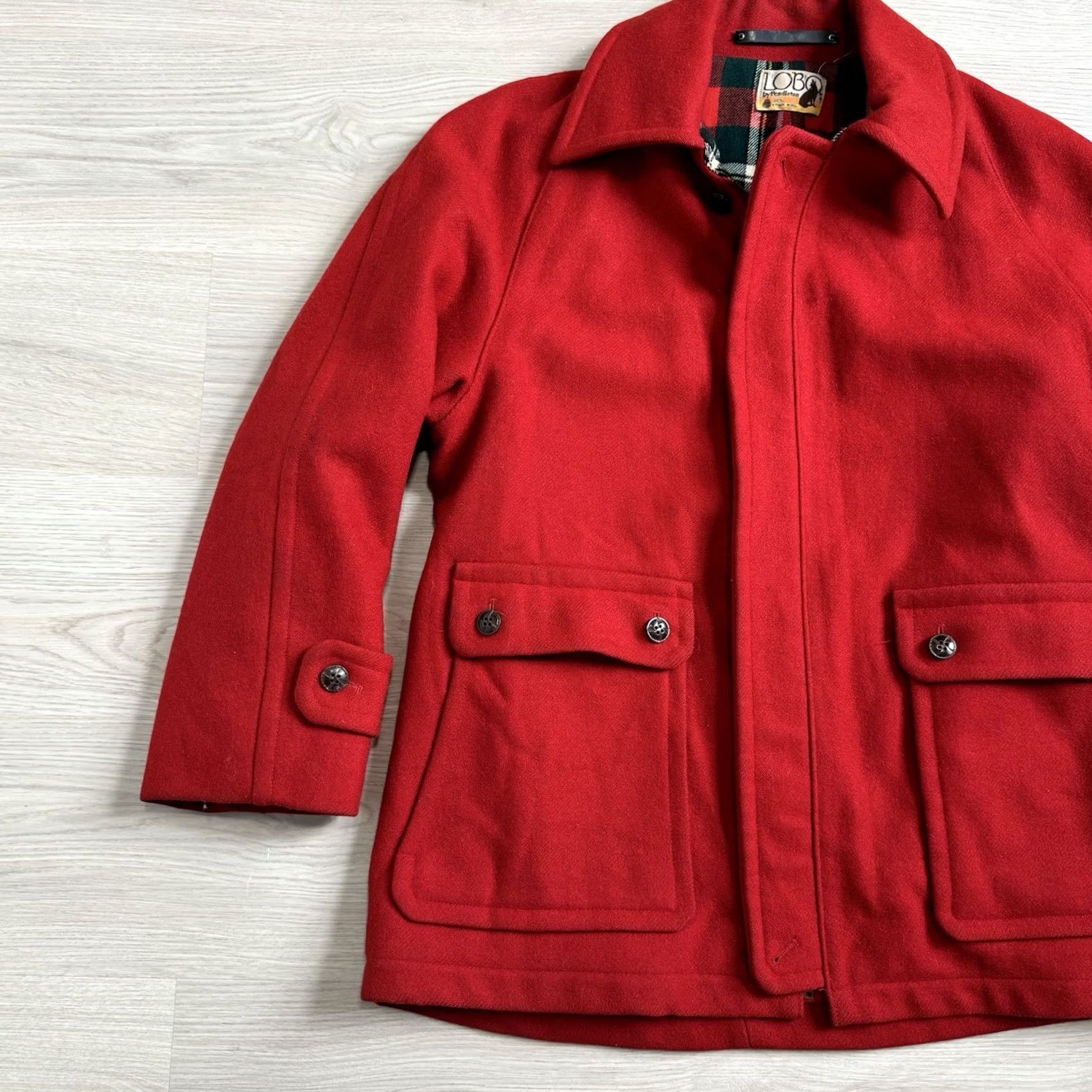 Pendleton VINTAGE Pendleton LOBO Red Wool Plaid Flannel Lined Mackinaw Jacket Pocket USA Jacket Size US XXL / EU 58 / 5 - 3 Thumbnail