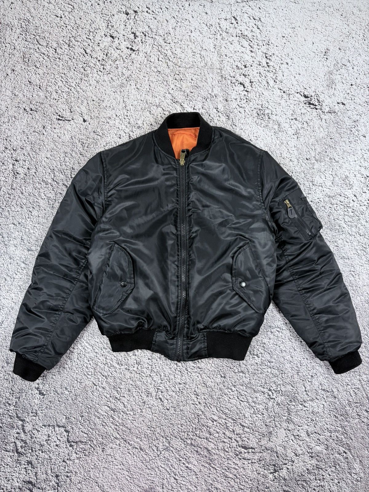 Japanese Brand Mil-Tec US MA1 Flight Bomber Jacket Black Orange S Size US S / EU 44-46 / 1 - 1 Thumbnail