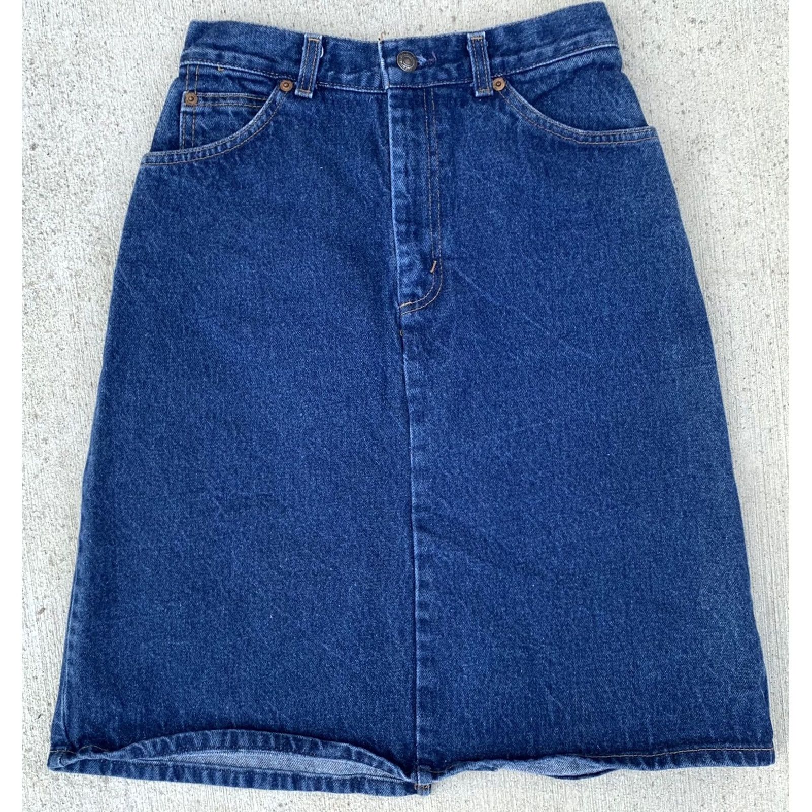 Levi's VINTAGE Levi's High Waist Jeans Skirt Denim Talon 42 Zipper Size 9 25.5 In Waist Blue Rockabilly 1980s Mens Womens Adults Girls Boys Size 30" / US 8 / IT 44 - 4 Thumbnail