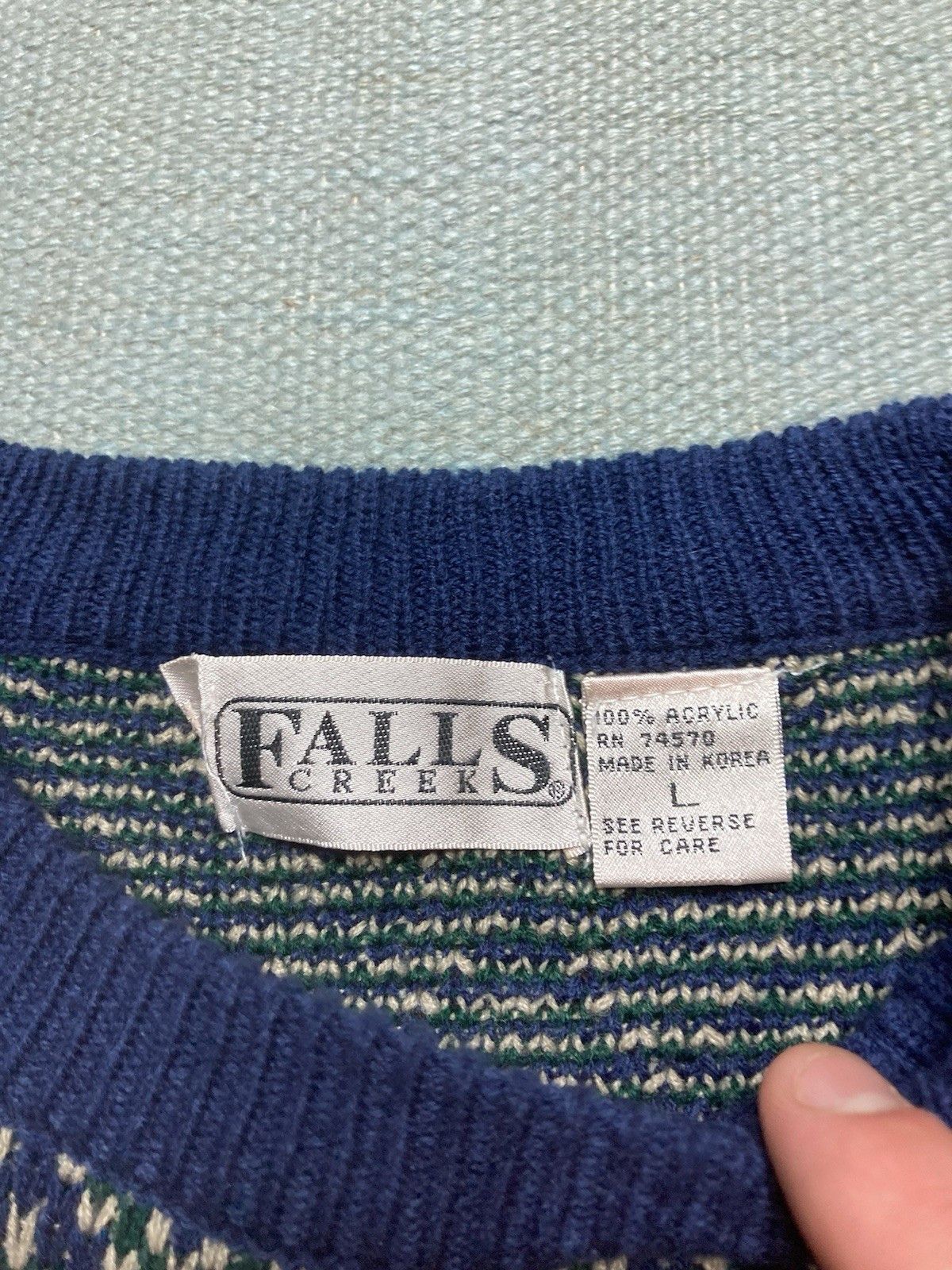 Vintage Acrylic knit sweater falls creek Icelandic Nordic adul large Size US L / EU 52-54 / 3 - 3 Thumbnail