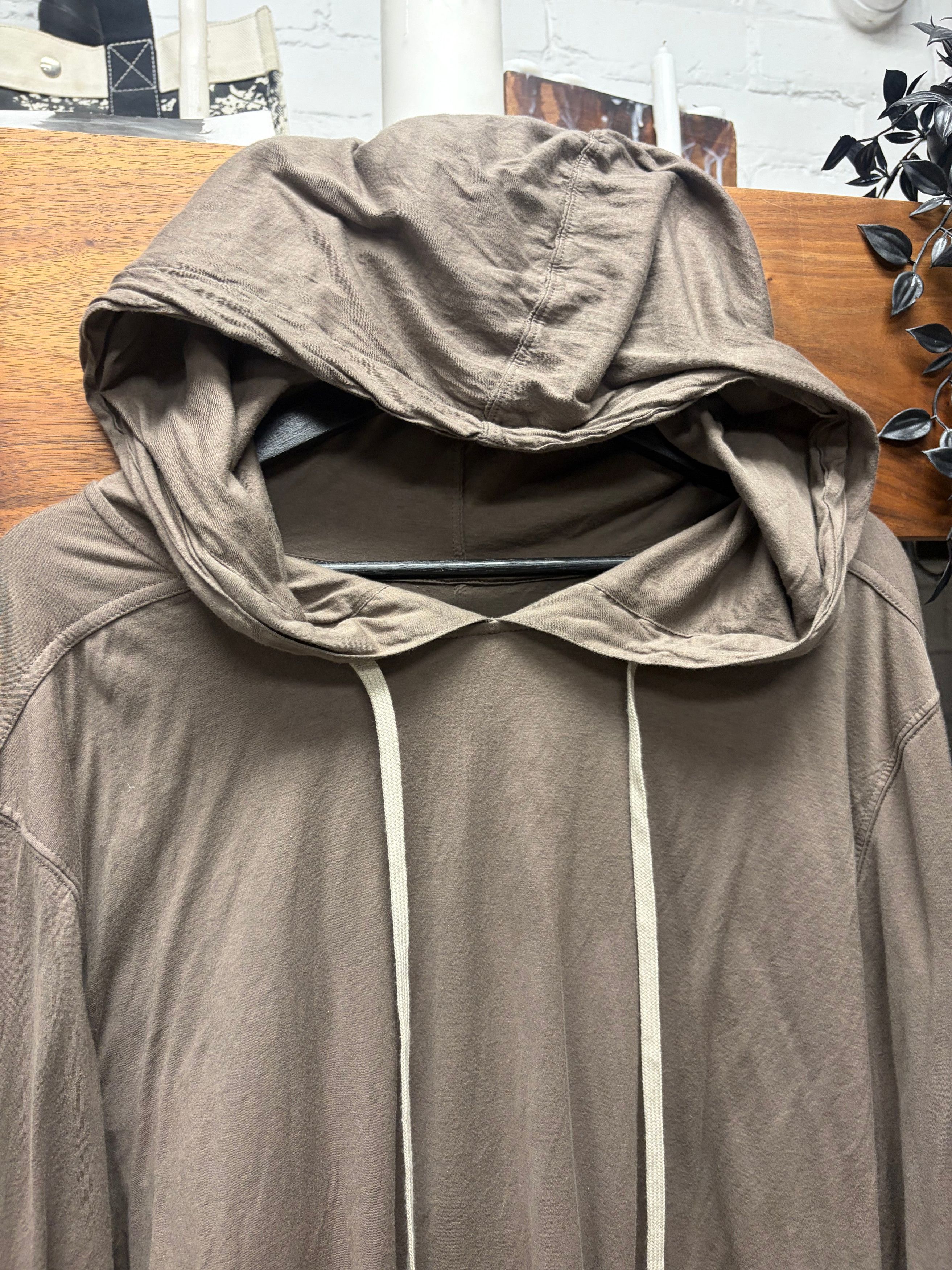 Rick Owens Rick Owens DRKSHDW Lightweight ‘Double Layer’ Dust Brown Drawstring Hoodie Size US S / EU 44-46 / 1 - 2 Thumbnail