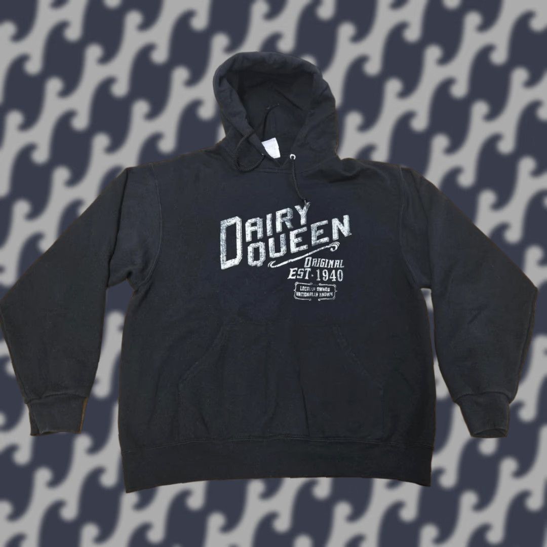 Jerzees Dairy Queen Hoodie Mens L Black Pullover Fleece Graphic Print Jerzees NuBlend Kangaroo Pocket Size US L / EU 52-54 / 3 - 1 Thumbnail