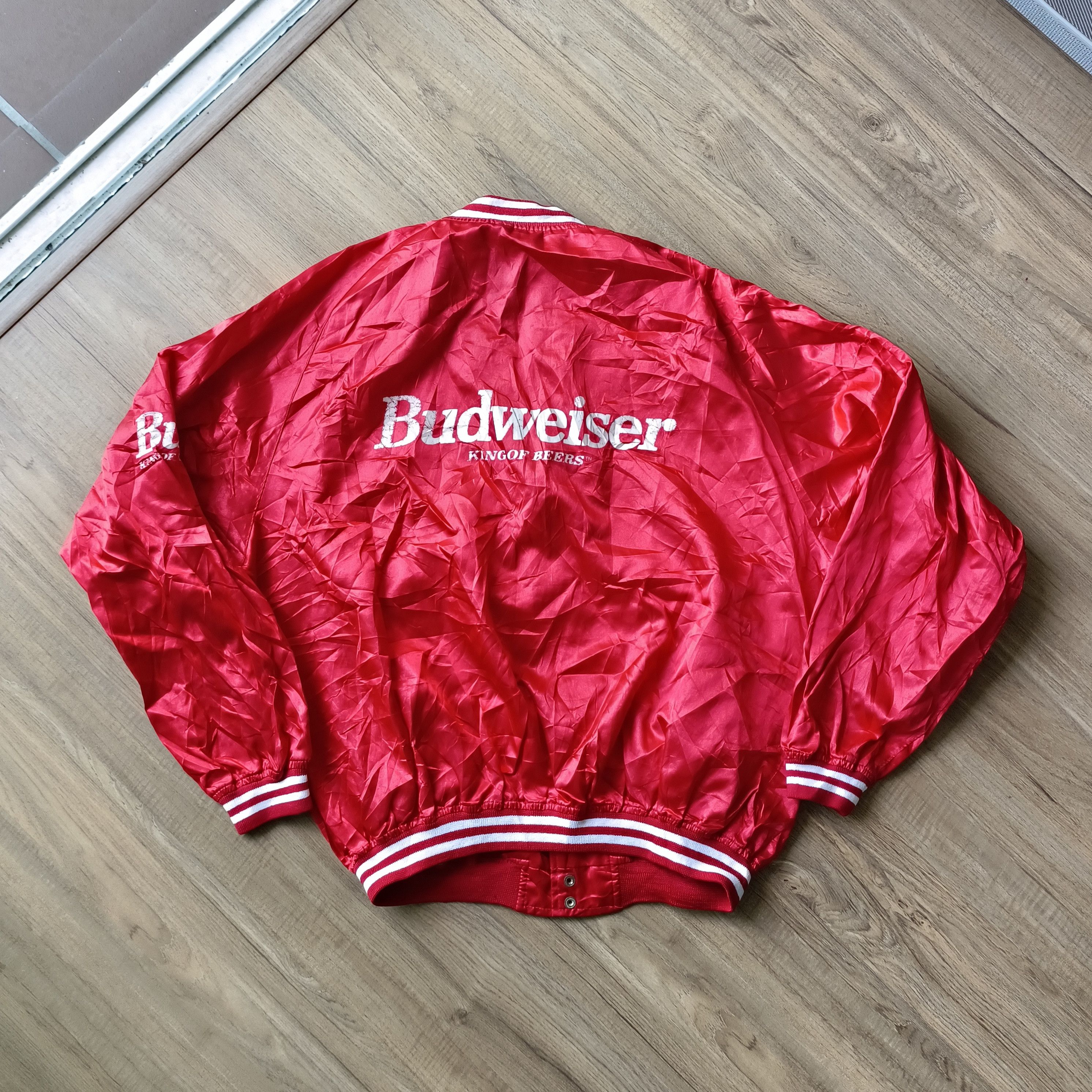 Budweiser × Vintage Vintage 90s Budweiser Spell Out Varsity Light Jacket Size US L / EU 52-54 / 3 - 2 Thumbnail