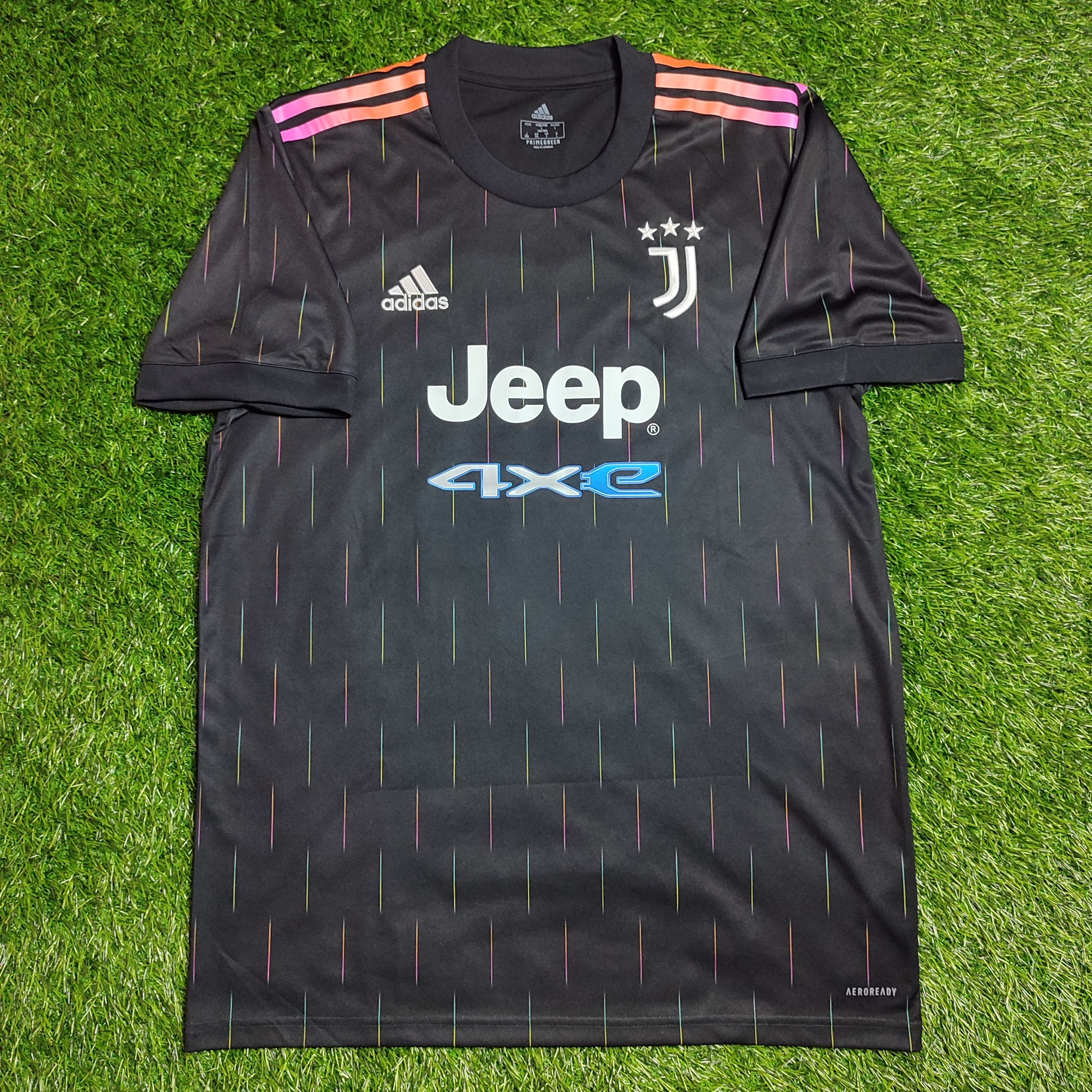 image of Adidas x Bloke Juventus Away 2021-22 Ronaldo 7 Soccer Jersey in Black, Men's (Size Large)