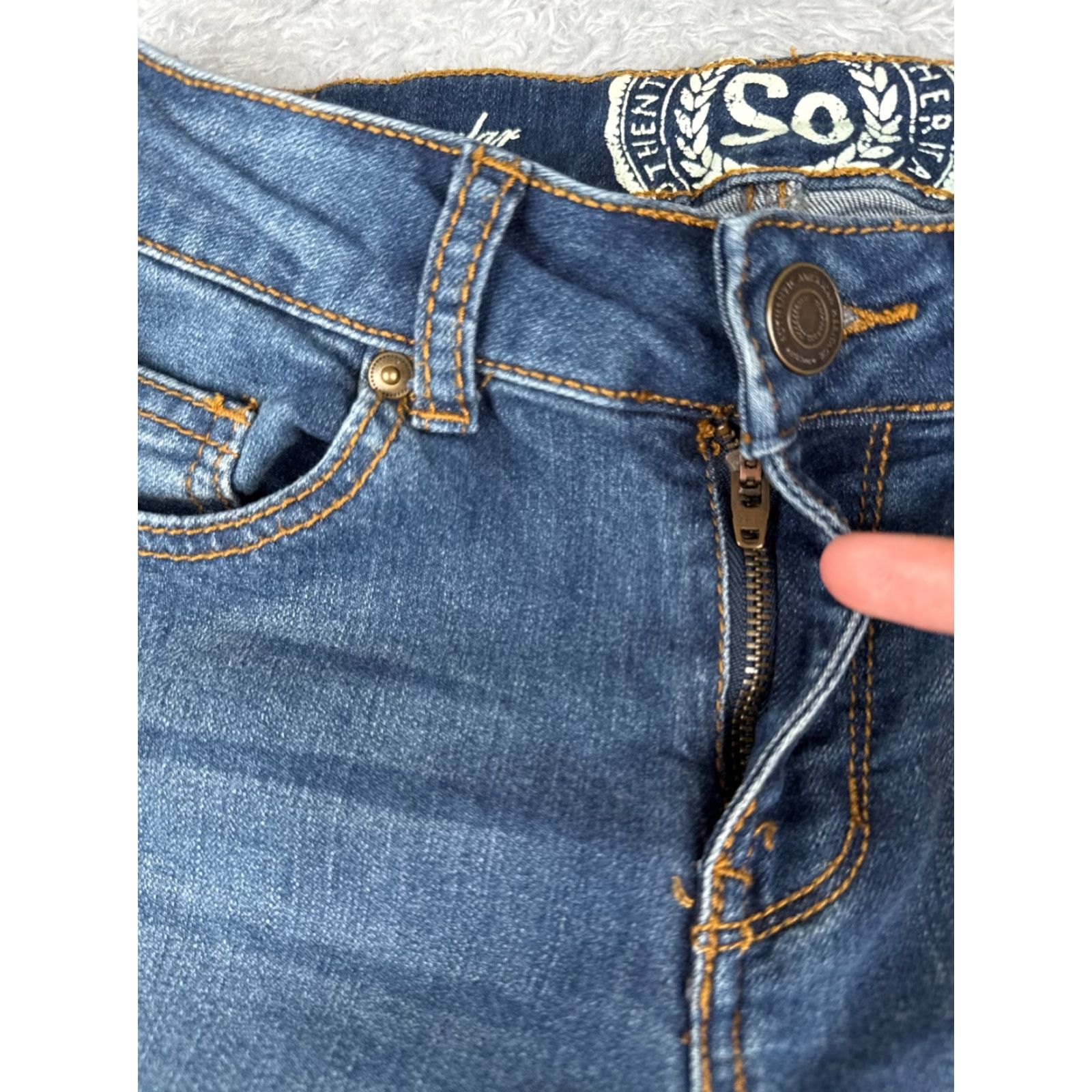 Vintage SO Jeans Juniors 9 Blue Denim Bootcut Low Rise Cotton Blend Medium Wash 28x29 Women Jeans Boots? Size 30" / US 8 / IT 44 - 5 Thumbnail