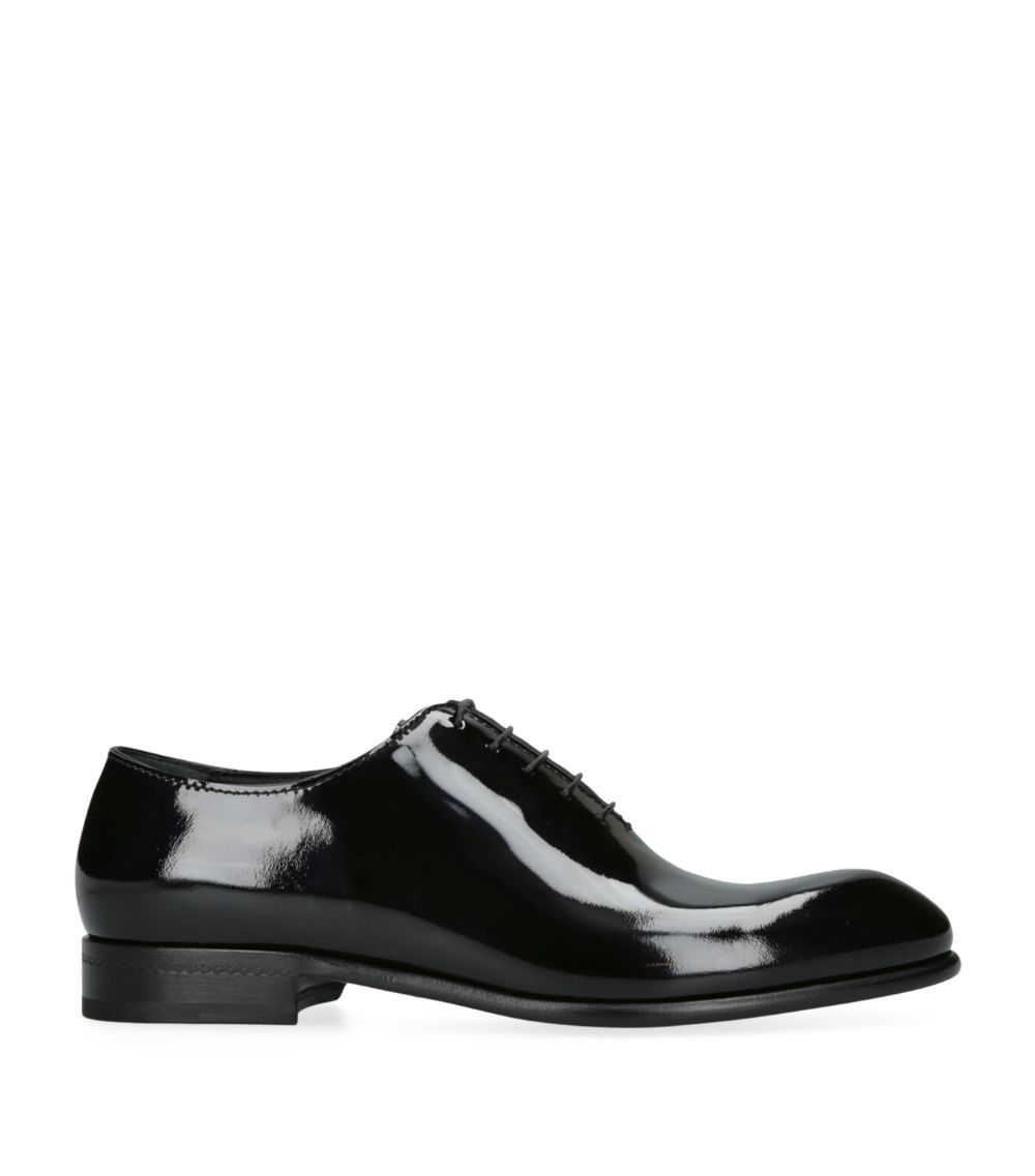 Ermenegildo Zegna Zegna Black Patent Leather Vienna Oxford Shoes Size US 11 / EU 44 - 1 Thumbnail