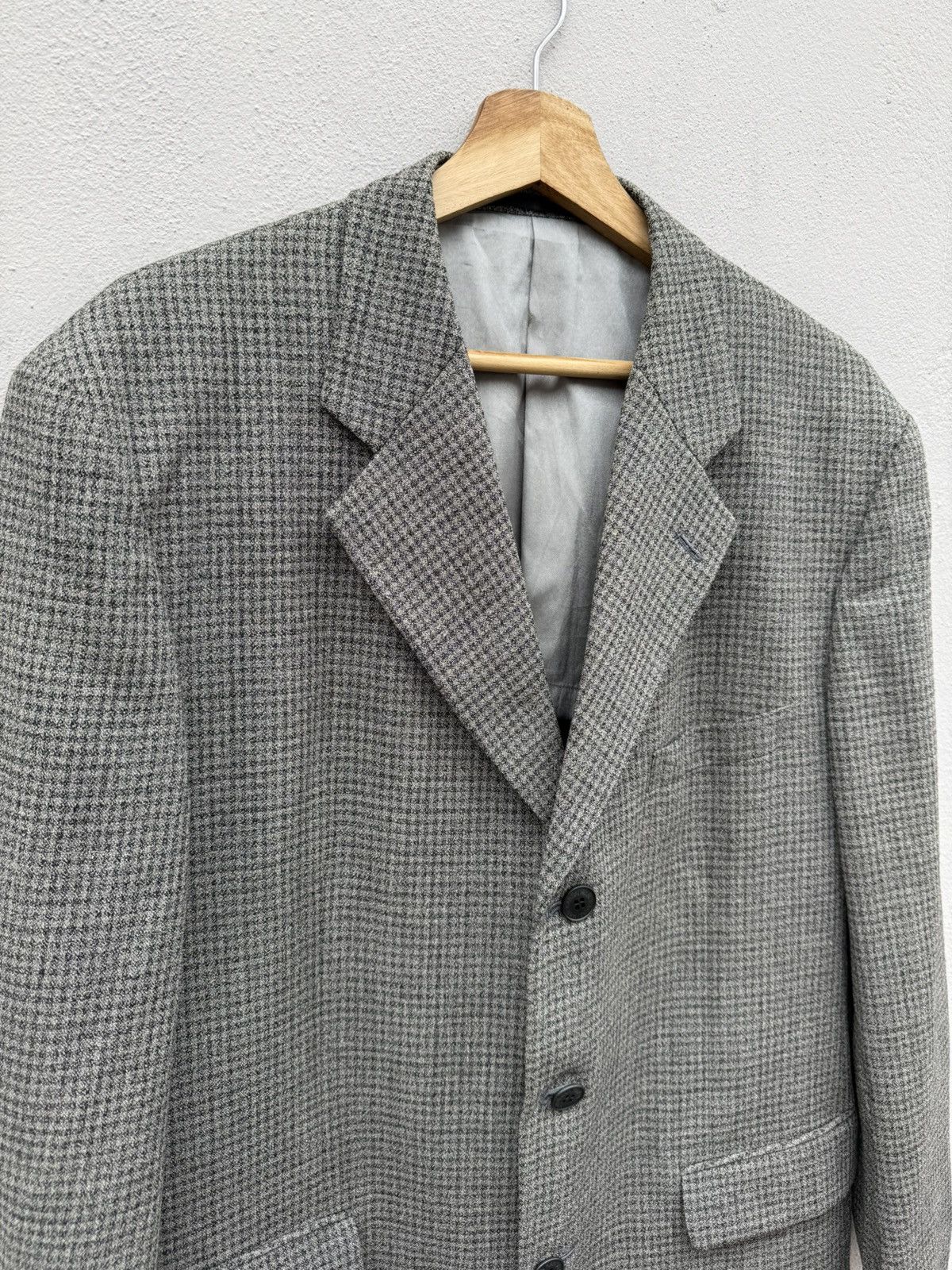Kansai Yamamoto Vintage 90s KANSAI MAN Wool Blended Small Checked Blazer Size 42S - 3 Thumbnail