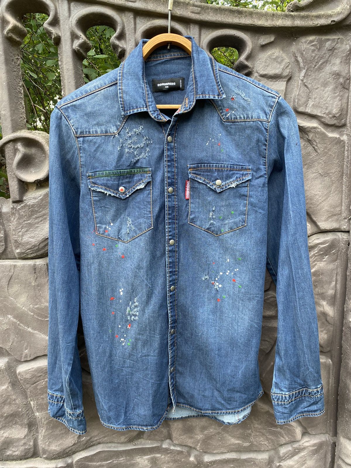 Dsquared2 × Vintage DSquared2 Distressed Denim Shirt Size US S / EU 44-46 / 1 - 1 Thumbnail