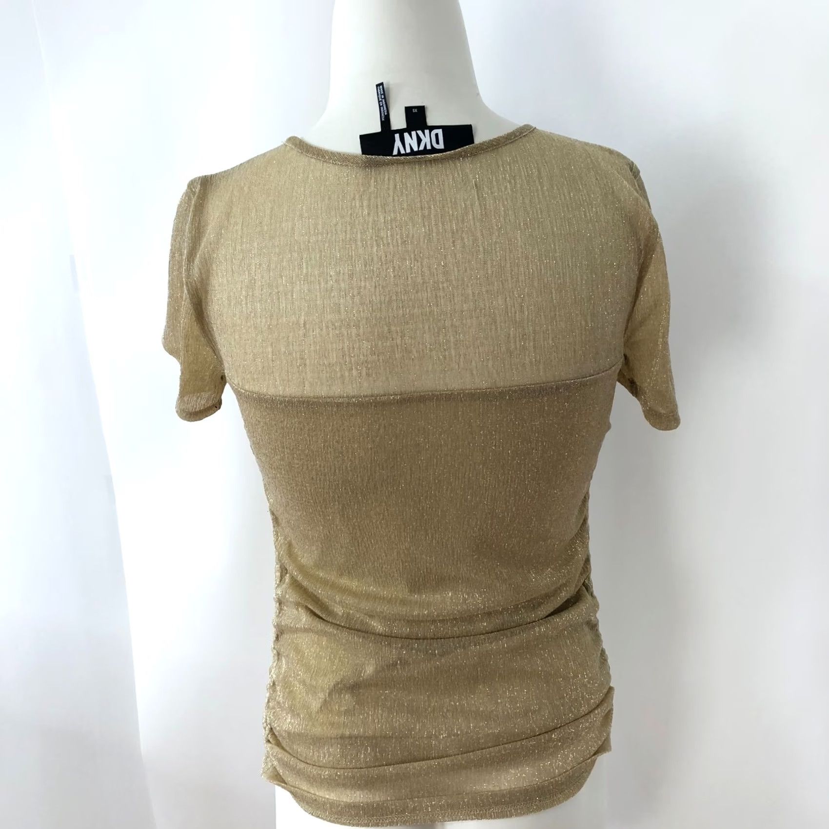 DKNY DKNY XS Metallic Ruched Pullover Top T-Shirt Black Gold MINT Casual Womens XS Pullover Shirt Size XS / US 0-2 / IT 36-38 - 4 Thumbnail