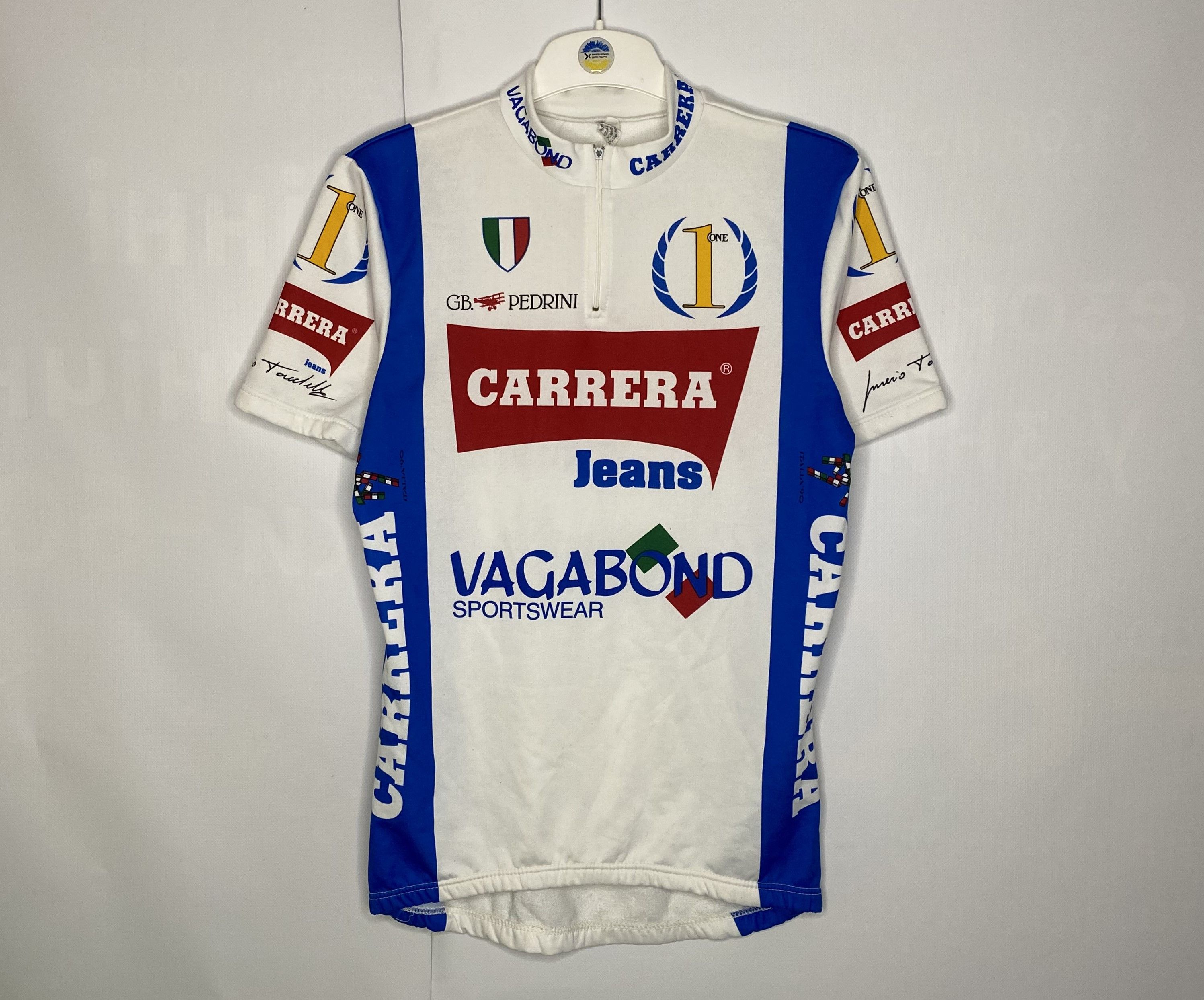 Vintage CARRERA JEANS VINTAGE 90s CYCLING SHIRT BIKE JERSEY ITALY Size US L / EU 52-54 / 3 - 1 Thumbnail