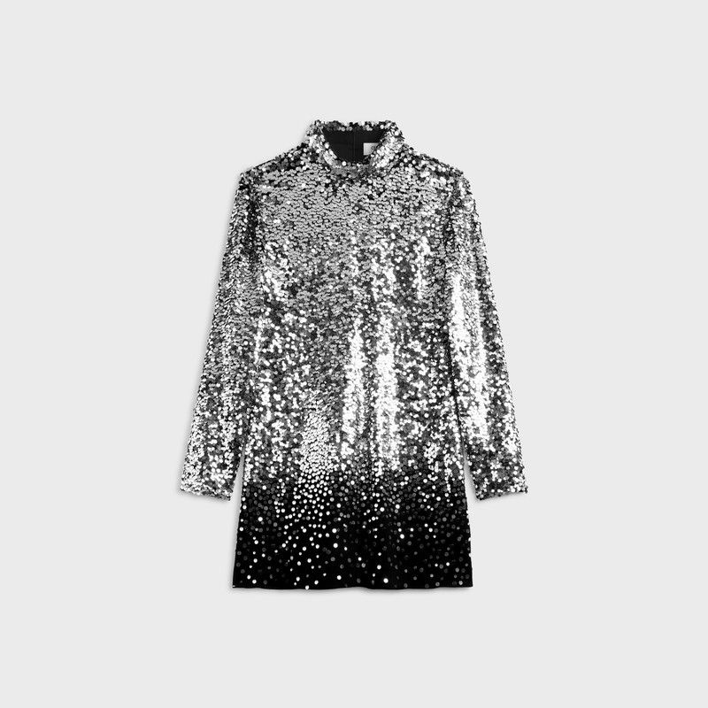 Celine o1bcso1str0526 2R60M856C Embroidered Mini Dress in Black Size XS / US 0-2 / IT 36-38 - 1 Thumbnail