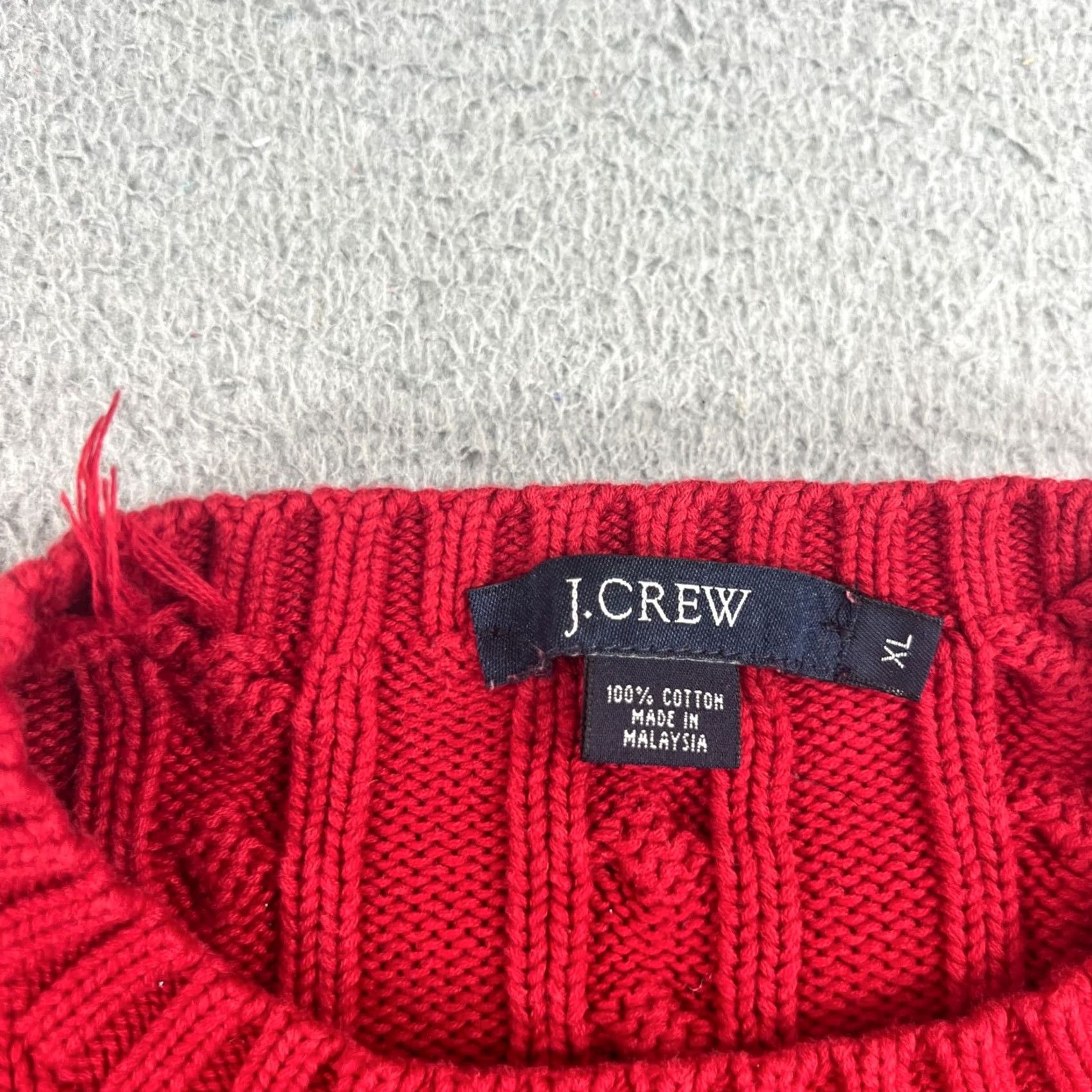 J.Crew VINTAGE J.CREW Fisherman Sweater XL Crew Neck Womens Red Pullover with Pockets Size XL / US 12-14 / IT 48-50 - 3 Thumbnail