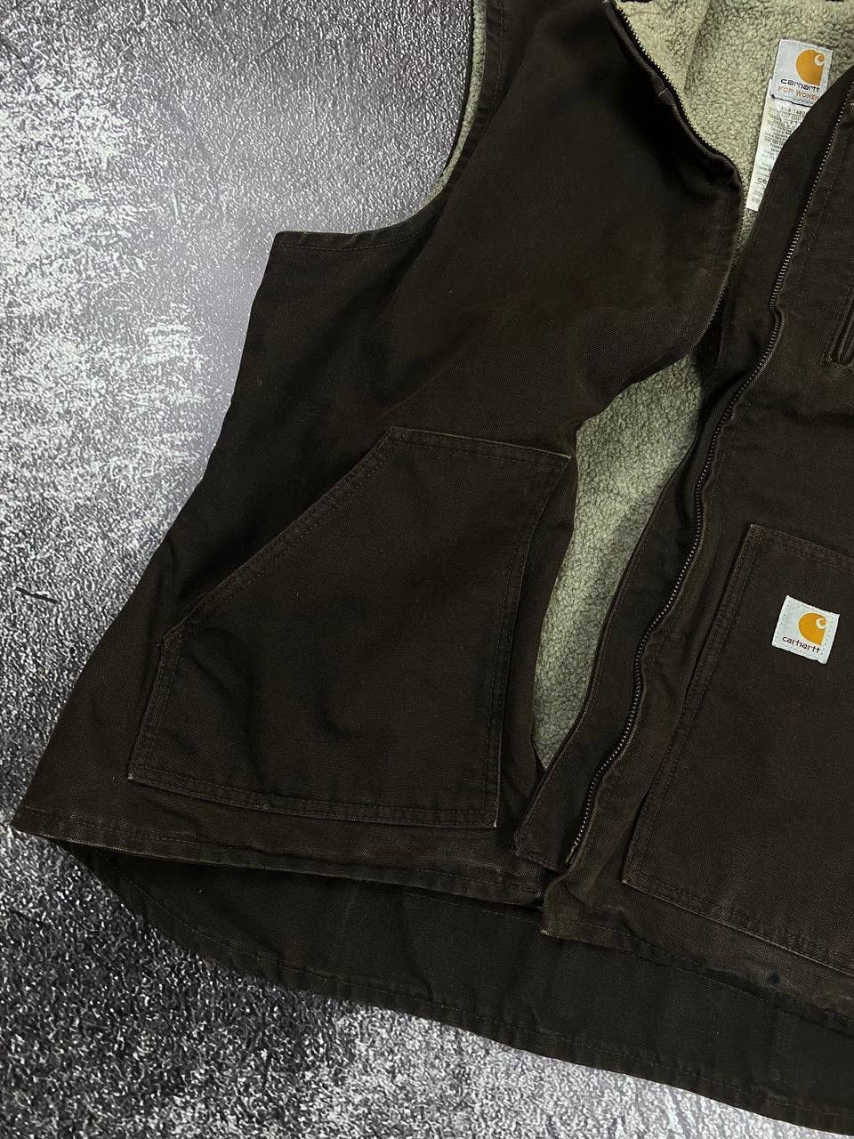 Carhartt × Vintage Vintage Carhartt Sherpa Lined Faded Vest Jacket USA Size L / US 10 / IT 46 - 3 Thumbnail