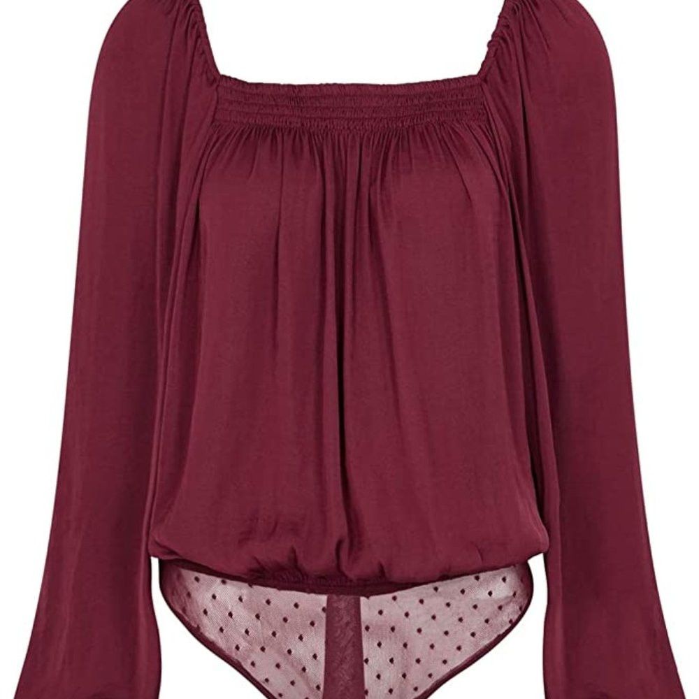 Free People NWT $68 New Free People Another Round Pomegranate Wine Top Size M / US 6-8 / IT 42-44 - 2 Thumbnail