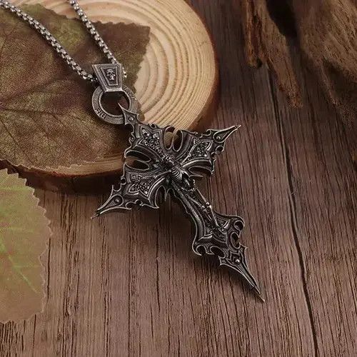 Other Vintage Skeleton Cross Pendant Necklace Size ONE SIZE - 4 Thumbnail