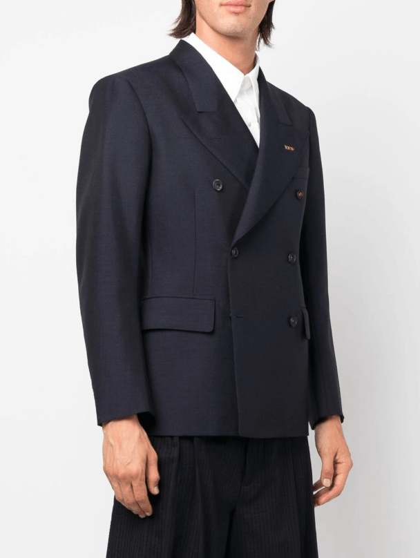 image of Aw23 Maison Margiela Double Breasted Blazer Jacket 50 in Navy, Men's (Size Medium)