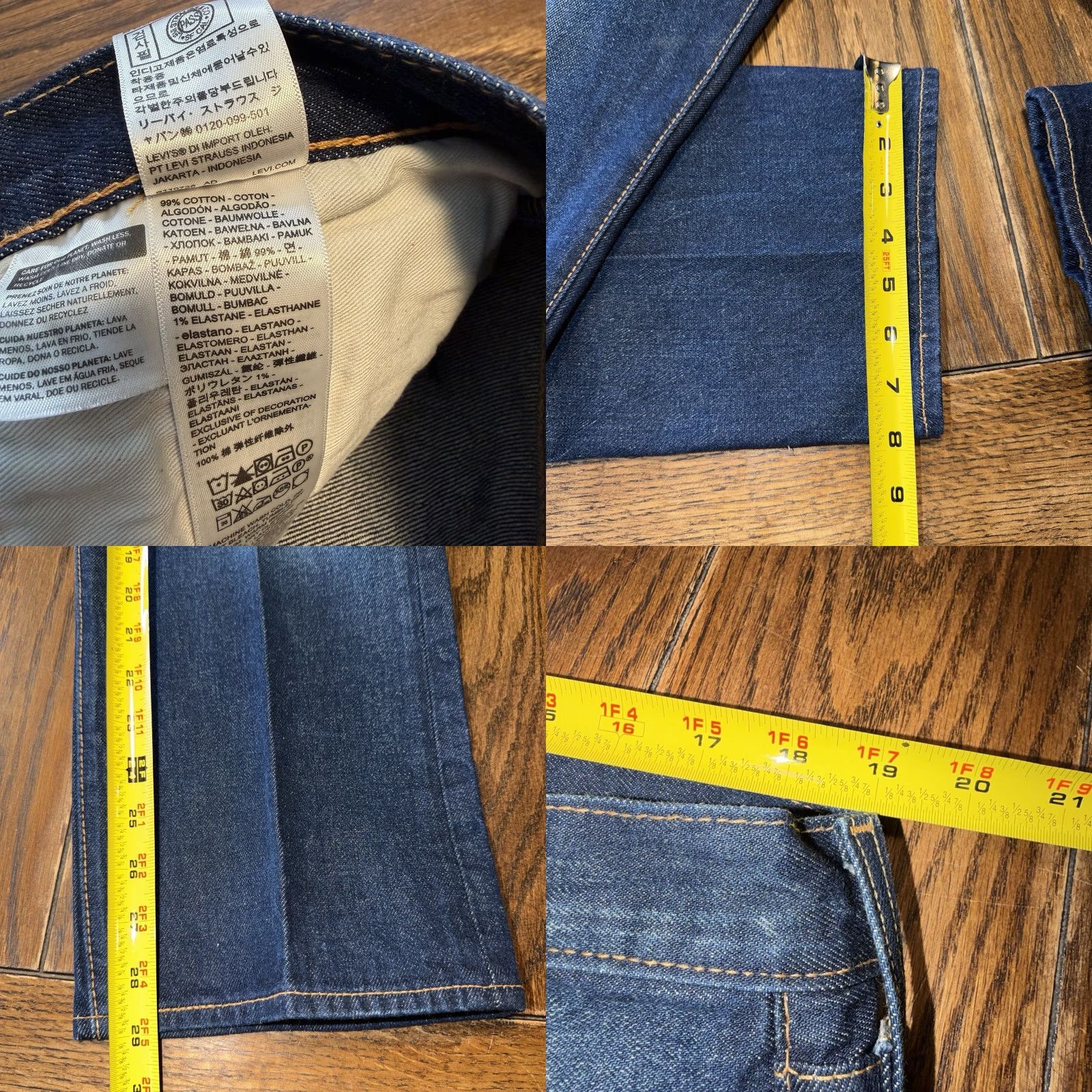 Levi's Levi's 501 ST Jeans Slim Taper Dark Wash Blue Denim Button Fly Men 40x30 Regular Inseam 29" Vintage No Size US 40 / EU 56 - 9 Thumbnail