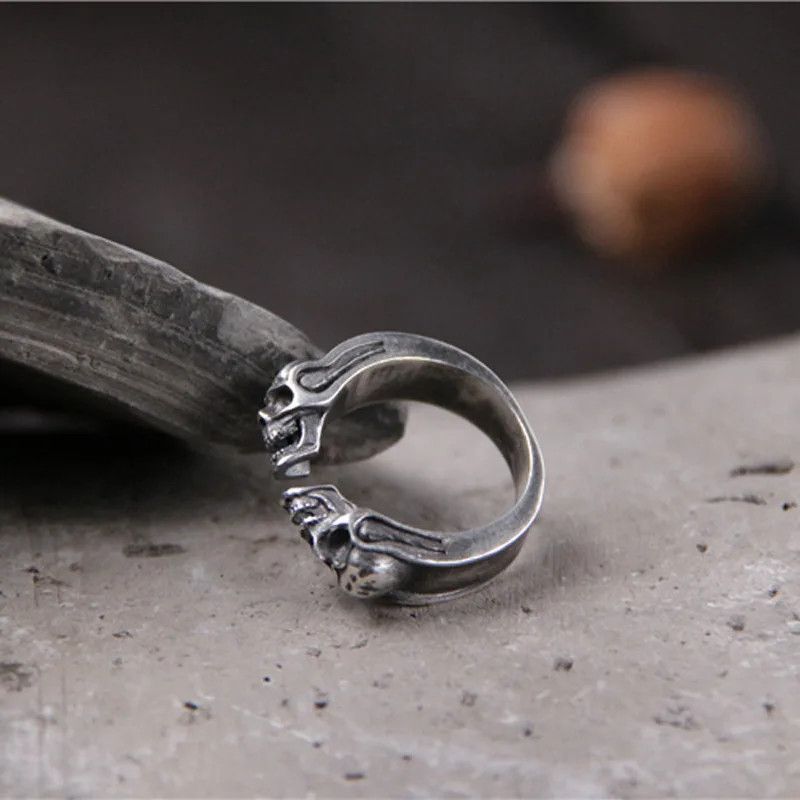 Jewelry Gothic Retro Double Skull Ring Hell Ghost Head Size ONE SIZE - 5 Thumbnail