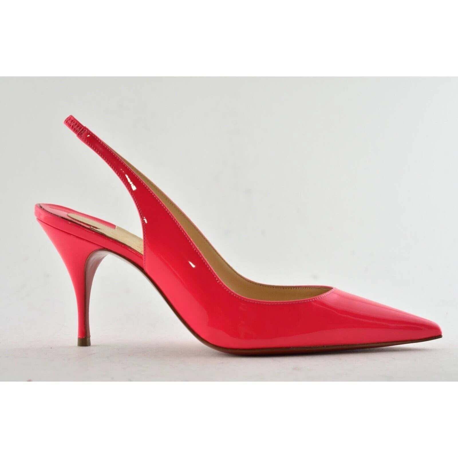 Christian Louboutin Christian Louboutin Clare Sling 80 Rose Pink Patent Fluo Size US 6 / IT 36 - 2 Thumbnail