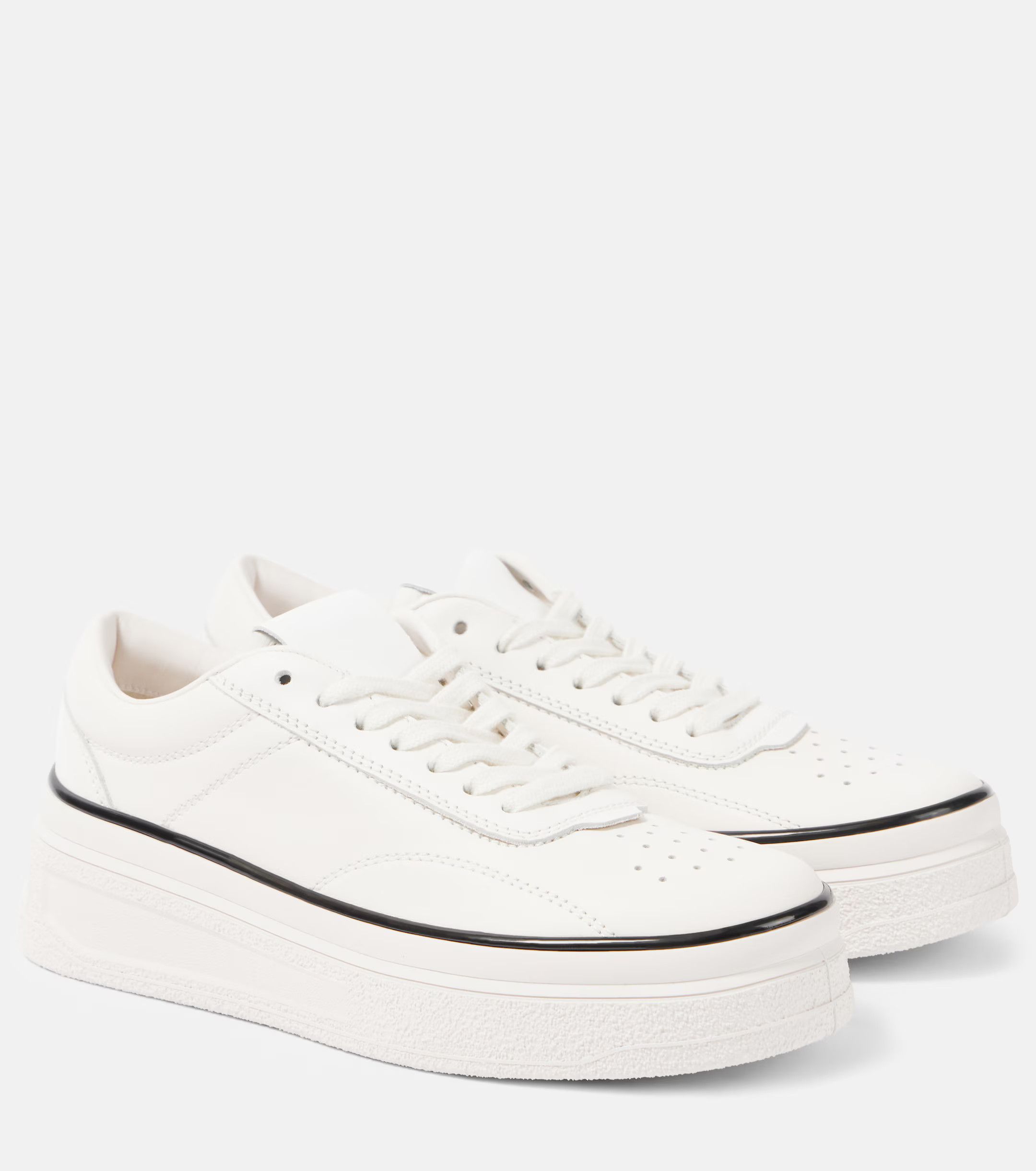Jil Sander o1s22i1n0125 Leather Low-Top Sneakers in White Size US 6 / IT 36 - 1 Thumbnail
