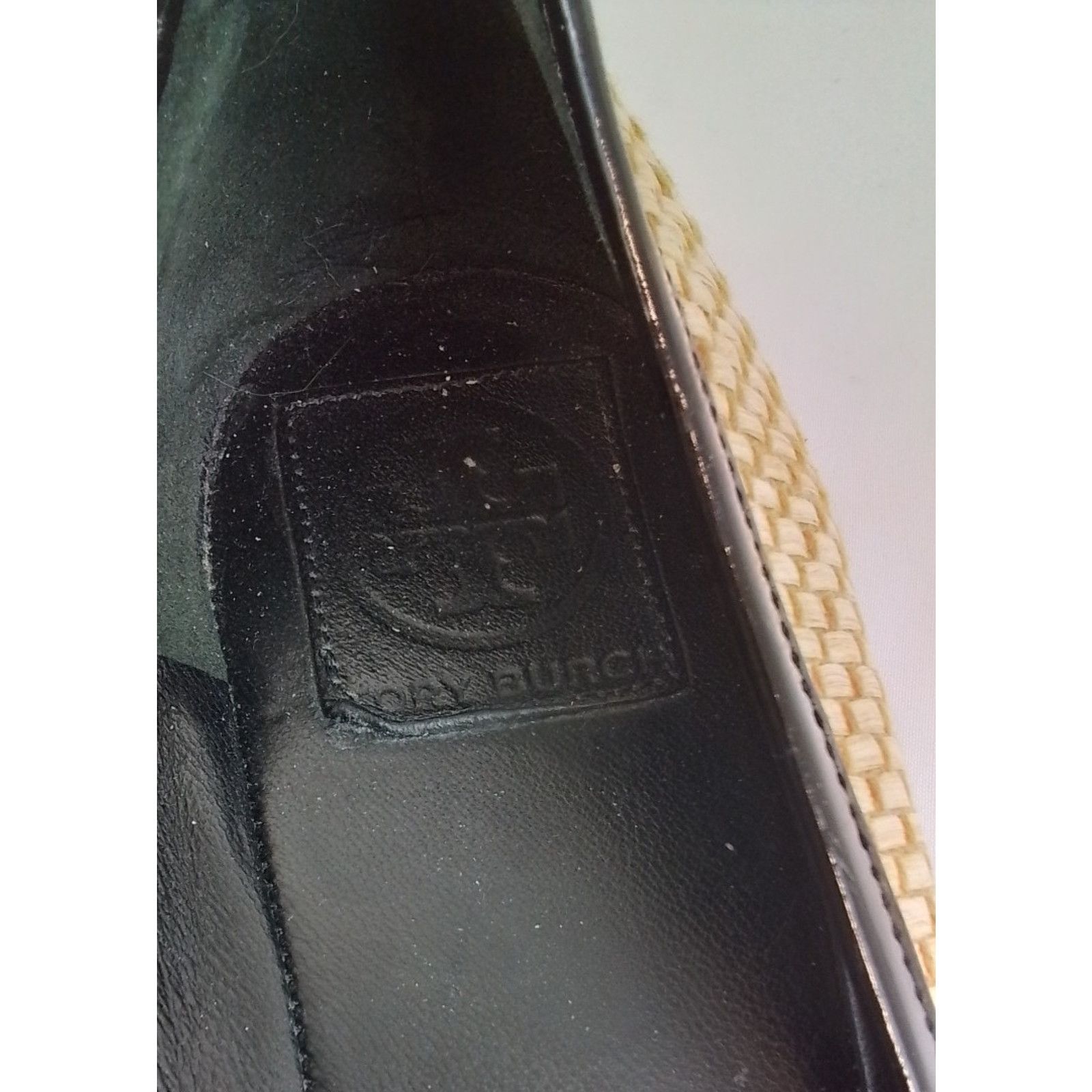Tory Burch Tory Burch Leather Flat Women's US 10 Black Beige Espadrille Size US 10 / IT 40 - 12 Thumbnail