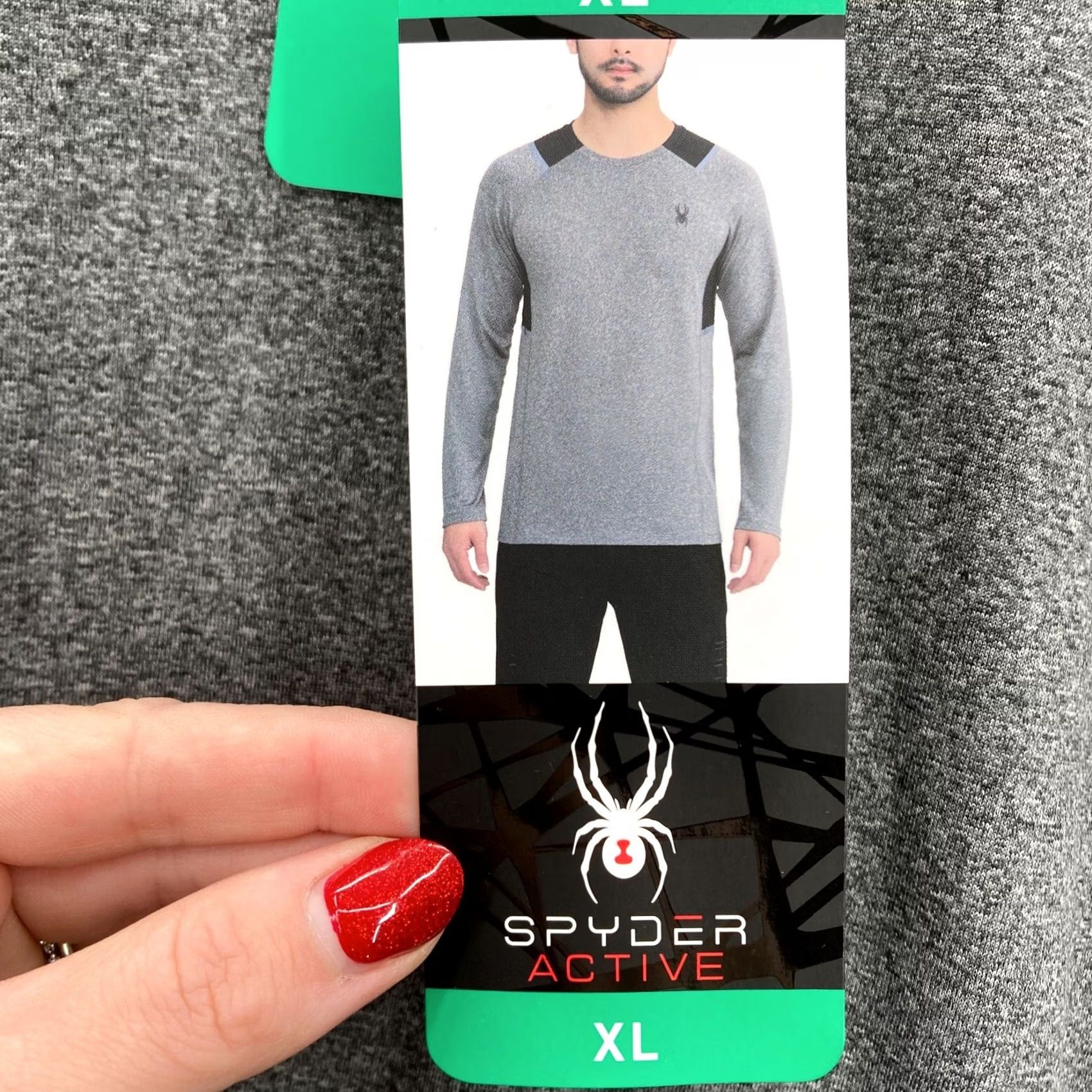 Spyder Spyder Active Proweb Long Sleeve Shirt Mens XL Gray Wicking Stretch Crew Neck Size US XL / EU 56 / 4 - 7 Thumbnail