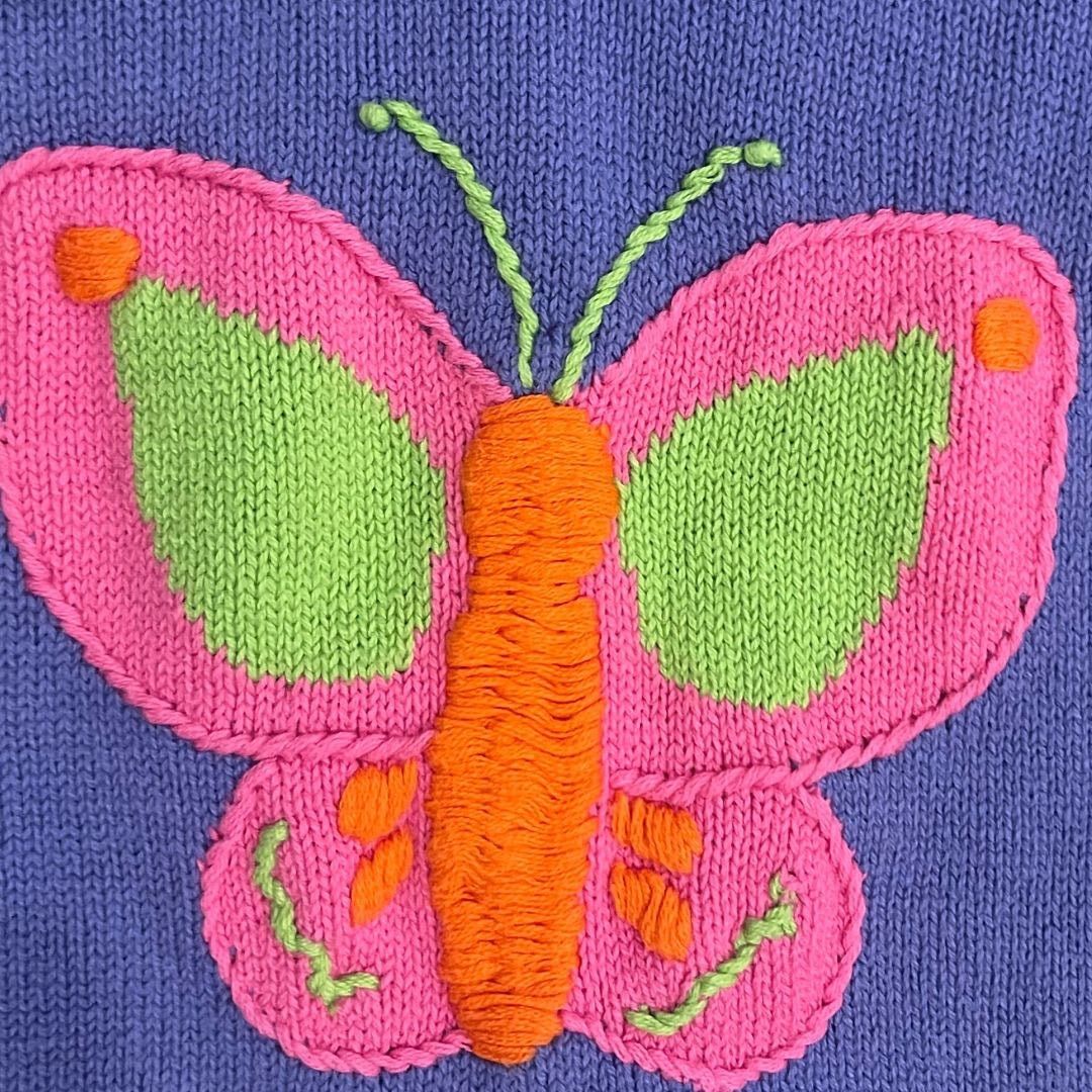 Quacker Factory Embroidered Butterfly Cotton Blend V-Neck Sweater SZ 1X Size XL / US 12-14 / IT 48-50 - 4 Thumbnail