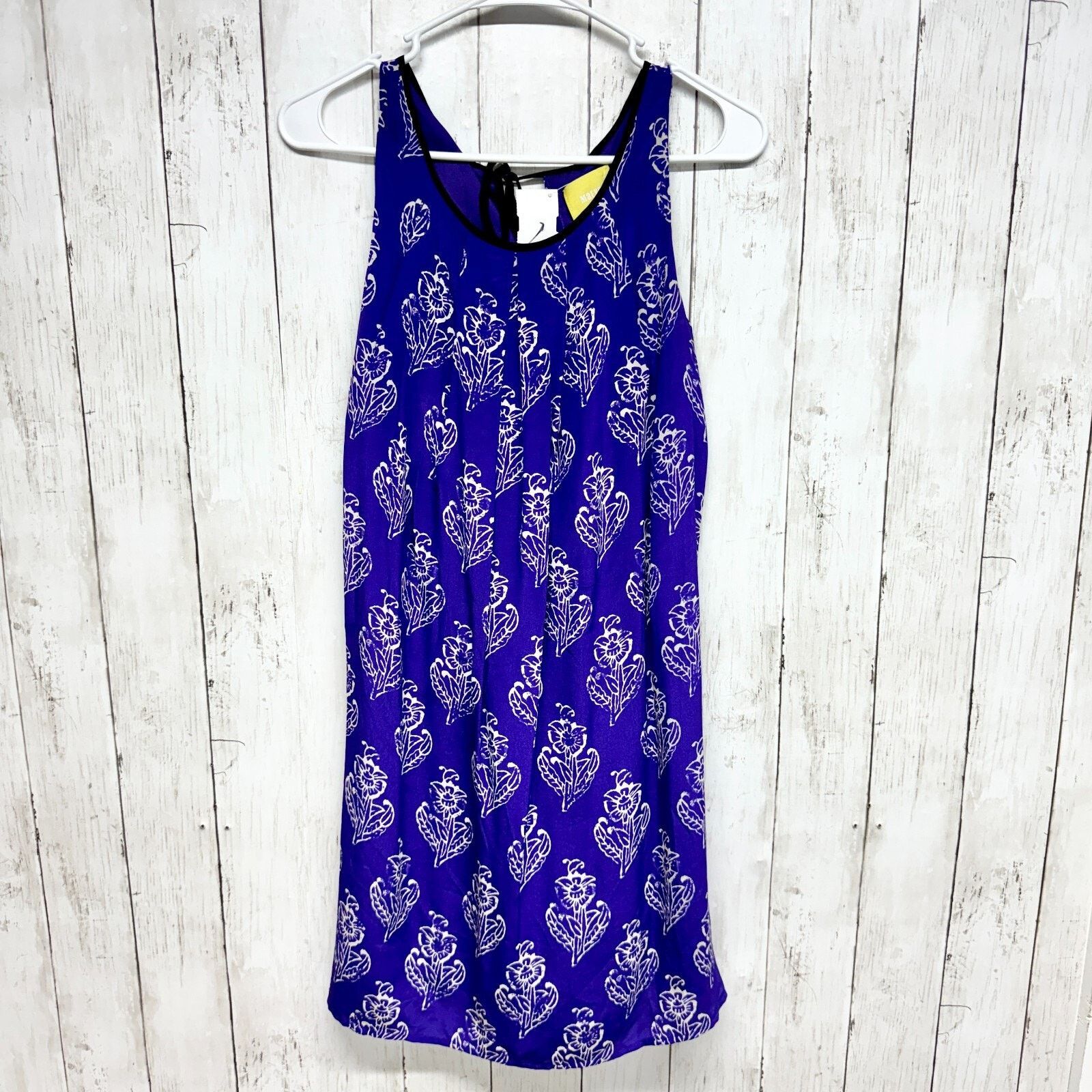 Anthropologie MaeveXS Silk Purple Floral Petal Stamp Shift Pleated Pockets Size XS / US 0-2 / IT 36-38 - 1 Thumbnail