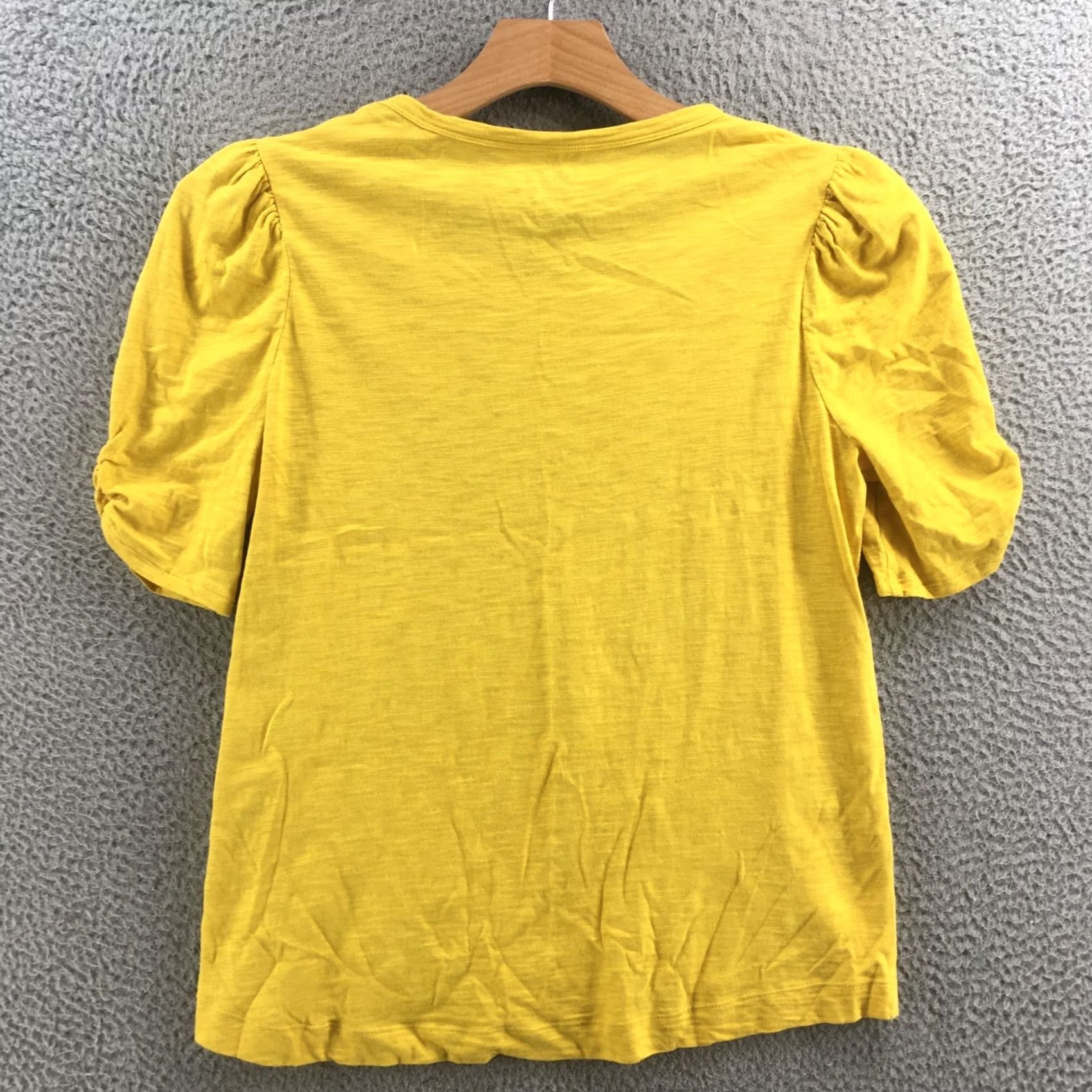 Vintage Chicos Blouse Womens L Yellow Cotton Blend Short Puff Sleeve Casual Pullover Shirt Mens? Size L / US 10 / IT 46 - 7 Thumbnail