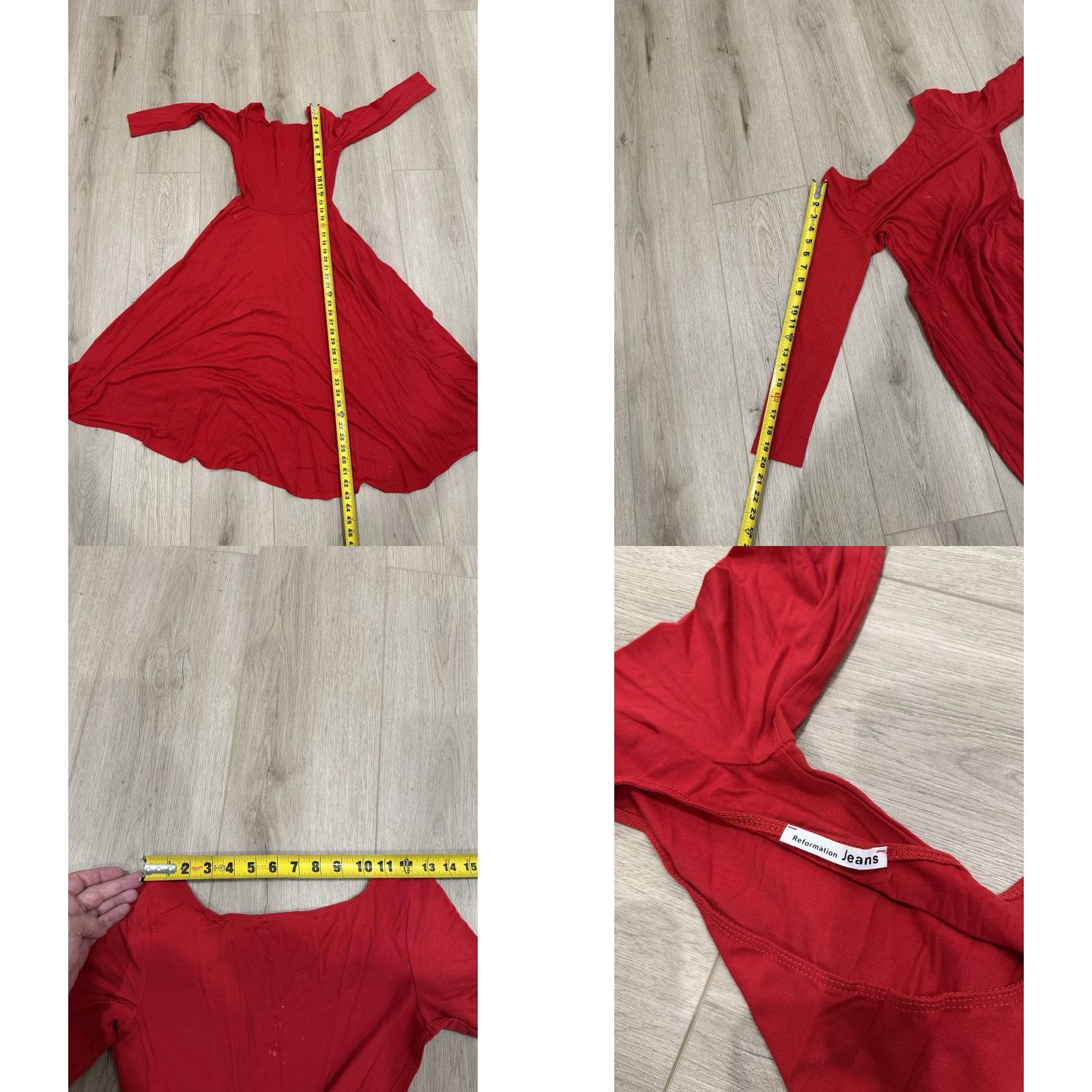Reformation Reformation Dress Womens Small Red Tencel Scoop Neck A-Line Midi Short Sleeve - Flaws Size 28" / US 6 / IT 42 - 10 Thumbnail