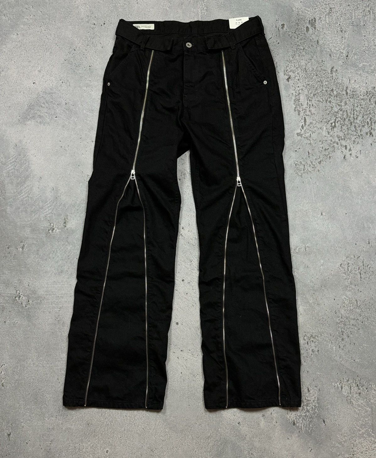 image of Archival Clothing x Avant Garde Zara Opium Jeans With Zippers Y2K Rick Banana in Black (Size 34)