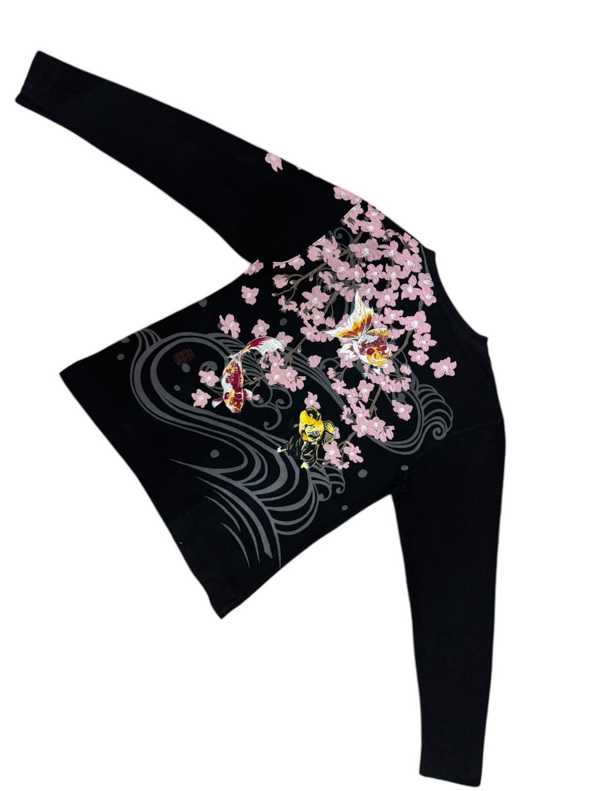 Japanese Brand × Kings Of Indigo × Seditionaries Vtg Japanese KOI Faded Embroidered Sakura Light Sweatshirt Size US L / EU 52-54 / 3 - 5 Thumbnail