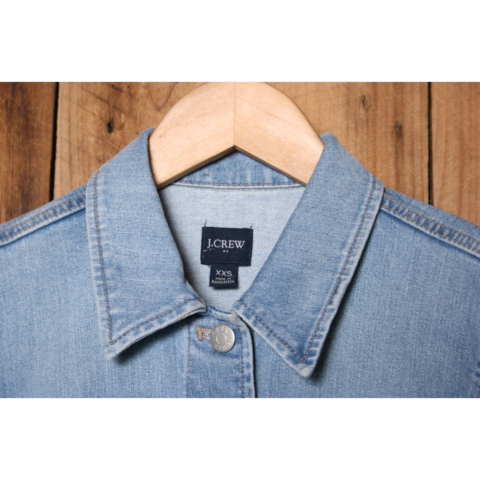 J.Crew VINTAGE J.CREW Re-Imagined Blue Stretch Denim Trucker Jean Jacket Womens XXS Size 24" / US 00 / IT 34 - 2 Thumbnail