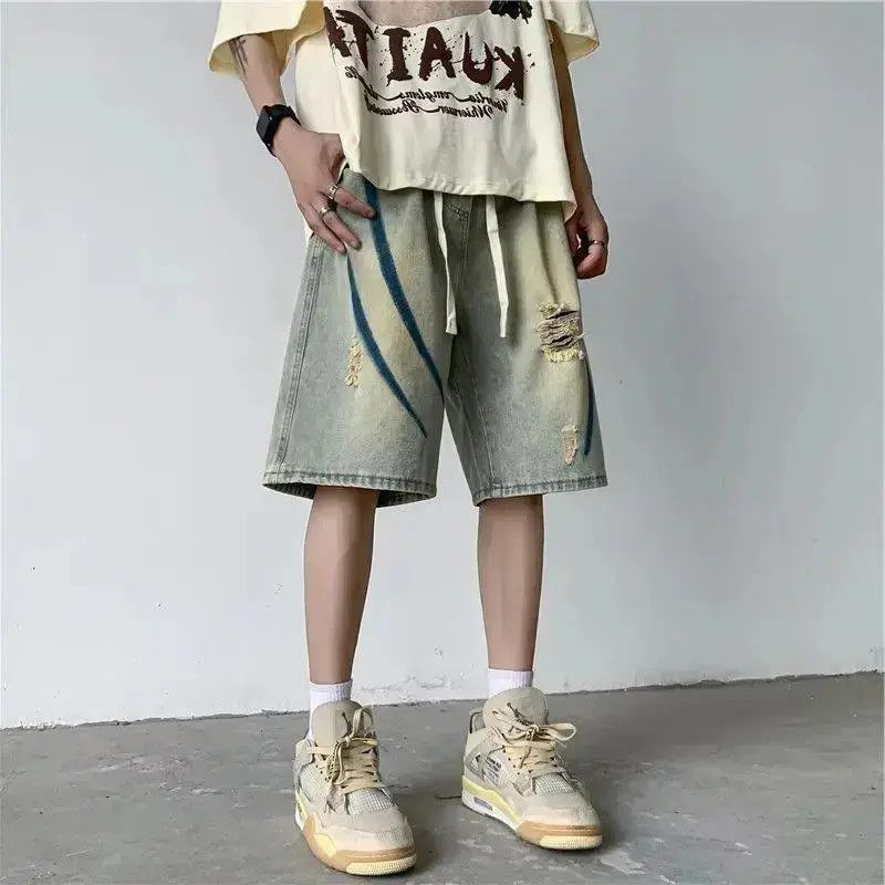 Japanese Brand Straight high street ripped denim shorts Size US 32 / EU 48 - 1 Thumbnail