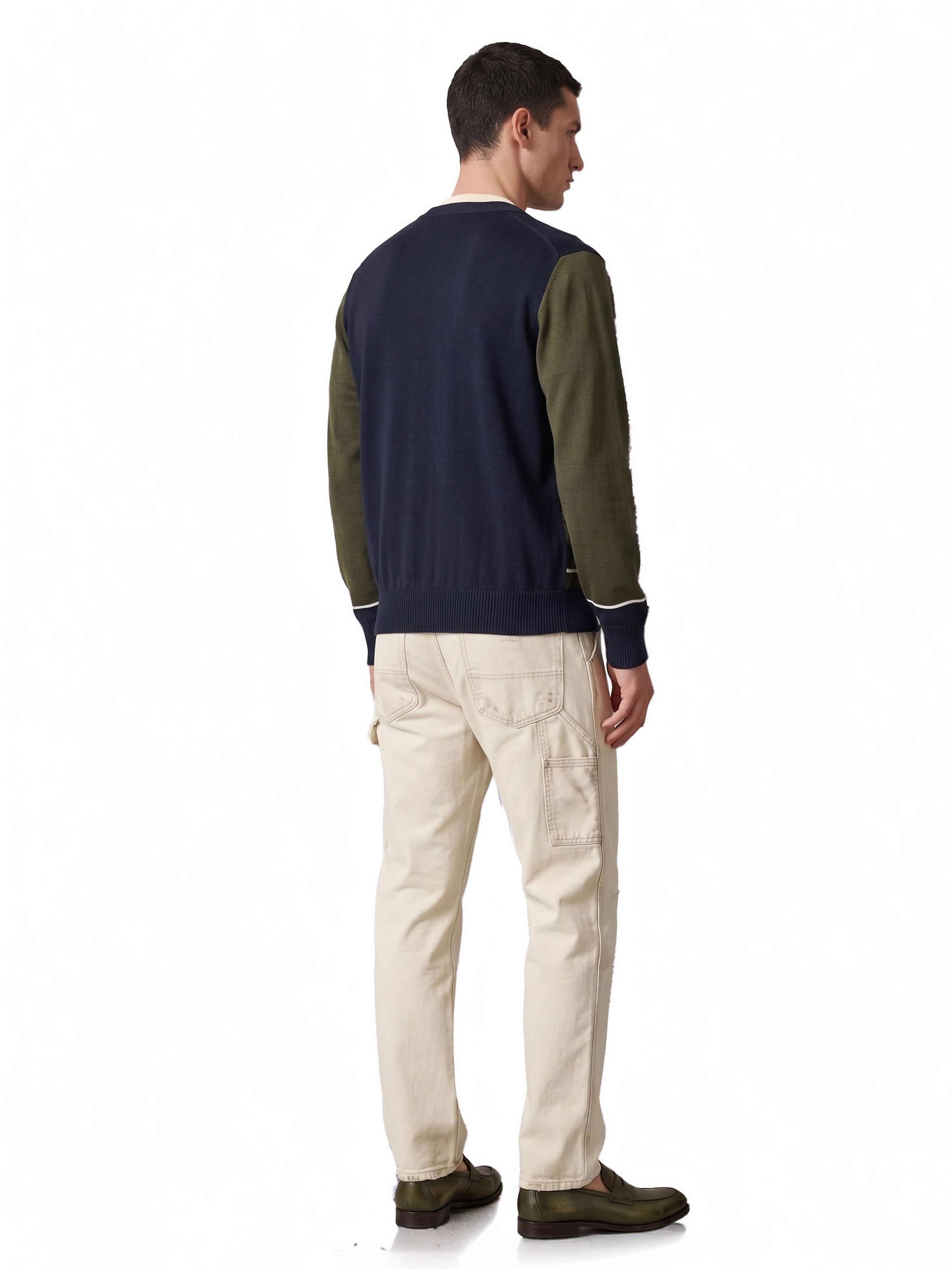 Comme des Garcons Homme Tri-Tone Paneled Knit Wool Cardigan Size US L / EU 52-54 / 3 - 11 Thumbnail