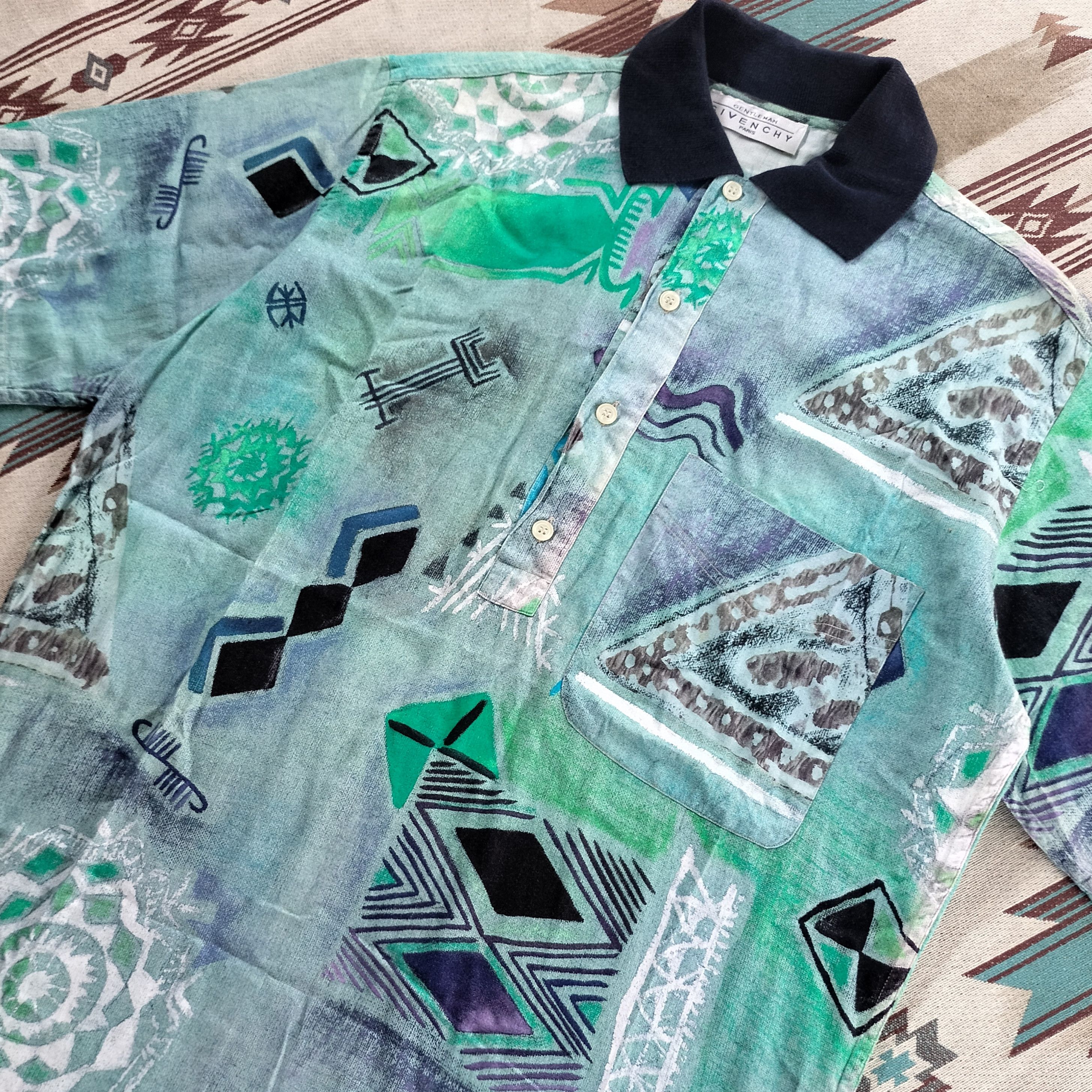 Givenchy Vtg Givenchy pattern polo ss shirt Size US S / EU 44-46 / 1 - 6 Thumbnail