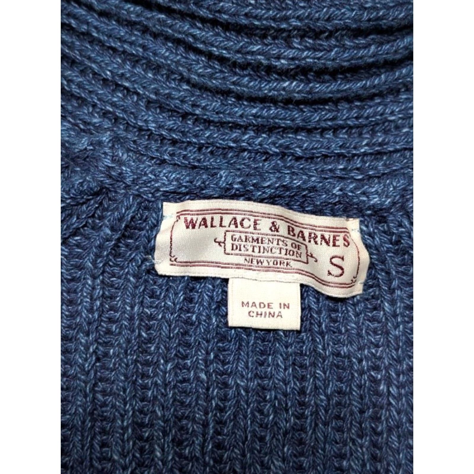 Wallace & Barnes VINTAGE Wallace & Barnes blue SHAWL Cardigan Men Sweater S Cotton Knit Aran Fisherman Pattern Size US S / EU 44-46 / 1 - 5 Thumbnail