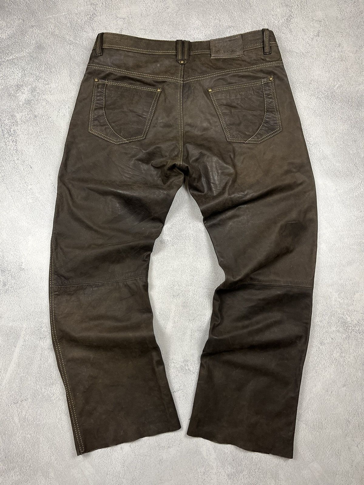 Genuine Leather × Leather Vintage Spirit Motors y2k leather pants Size US 37 - 7 Thumbnail