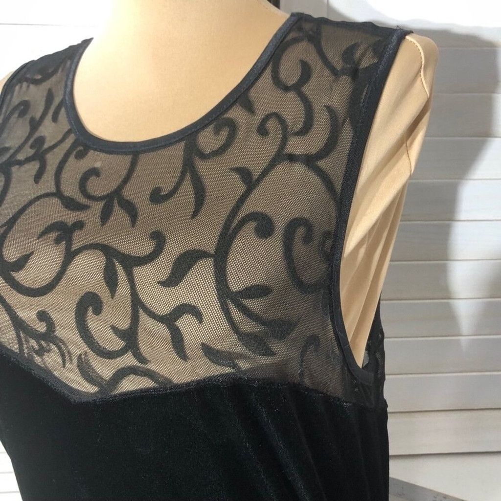 Vintage All That Jazz Maxi Dress Sheer Velvet Fabric Black W Large Size L / US 10 / IT 46 - 5 Thumbnail