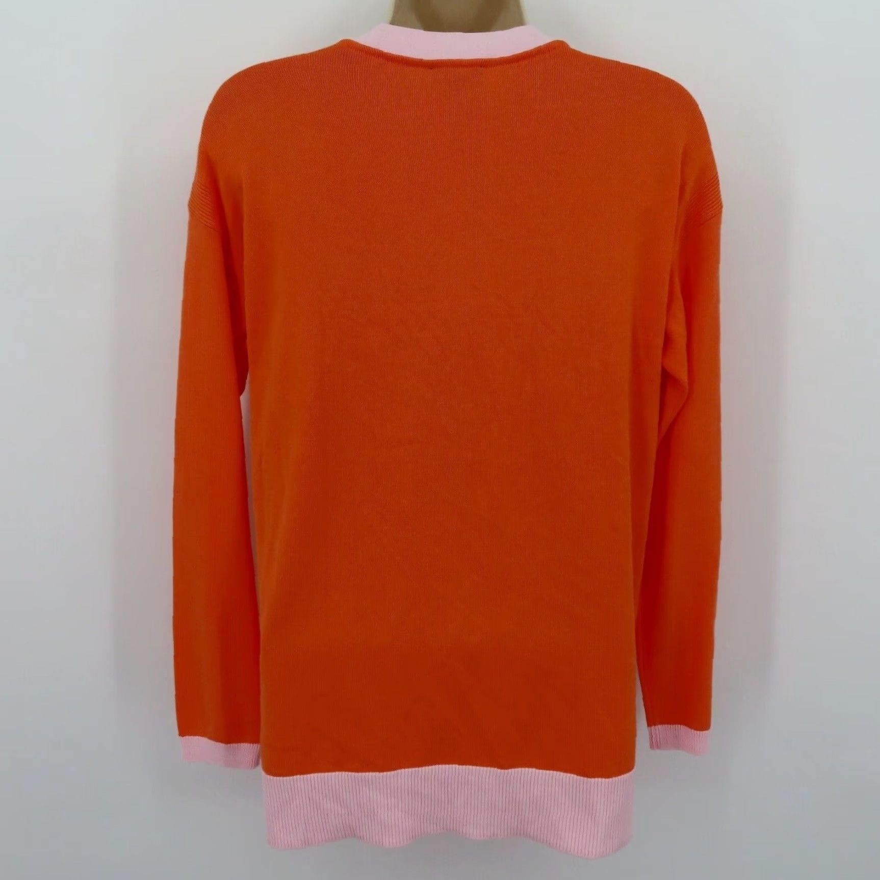 Talbots Talbots Sweater Women Petites SP Small Orange Pink Trim V Neck NEW Size S / US 4 / IT 40 - 6 Thumbnail